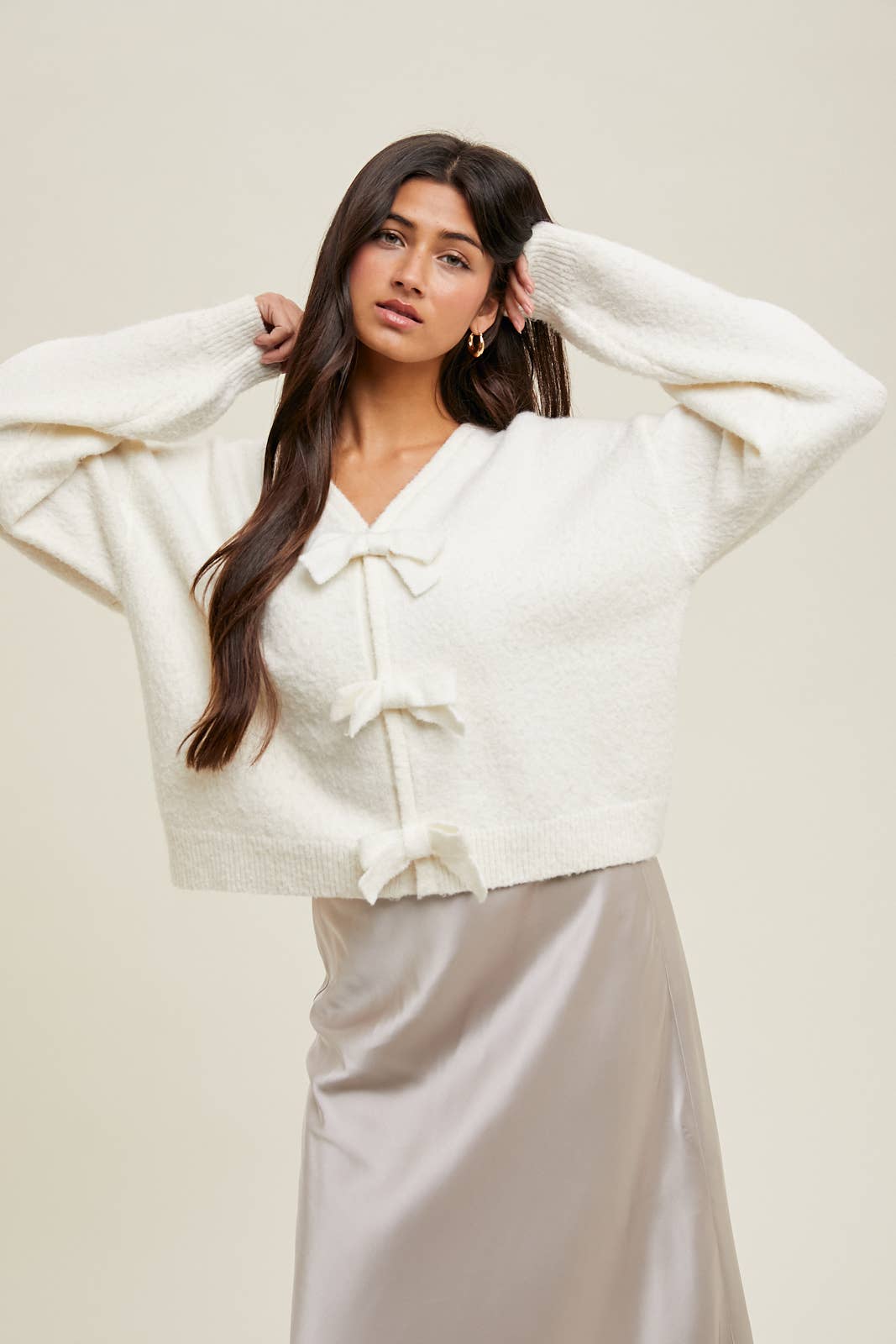 BRUSHED BOW DETAIL SWEATER / WL25-11102