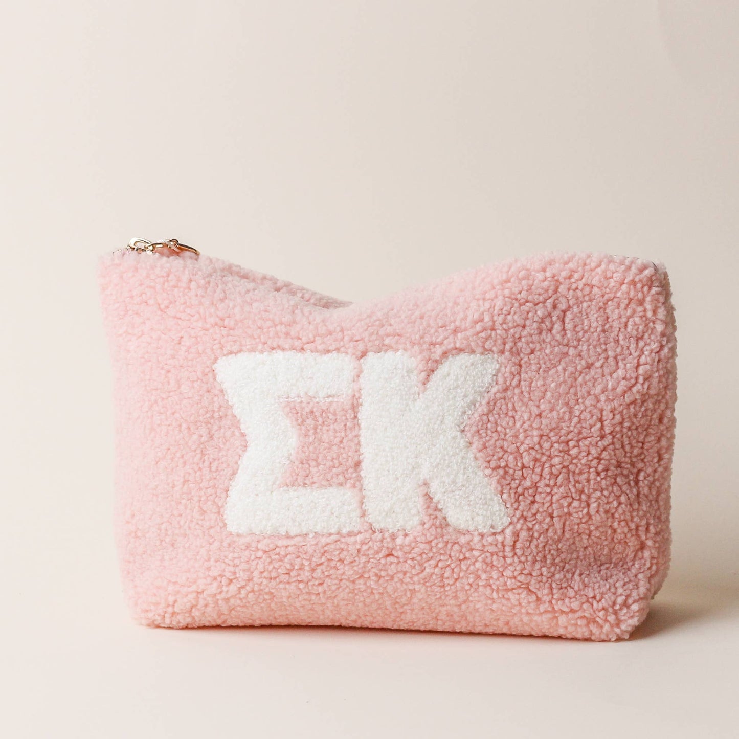 Sorority Greek Letter Teddy Pouch - Blush