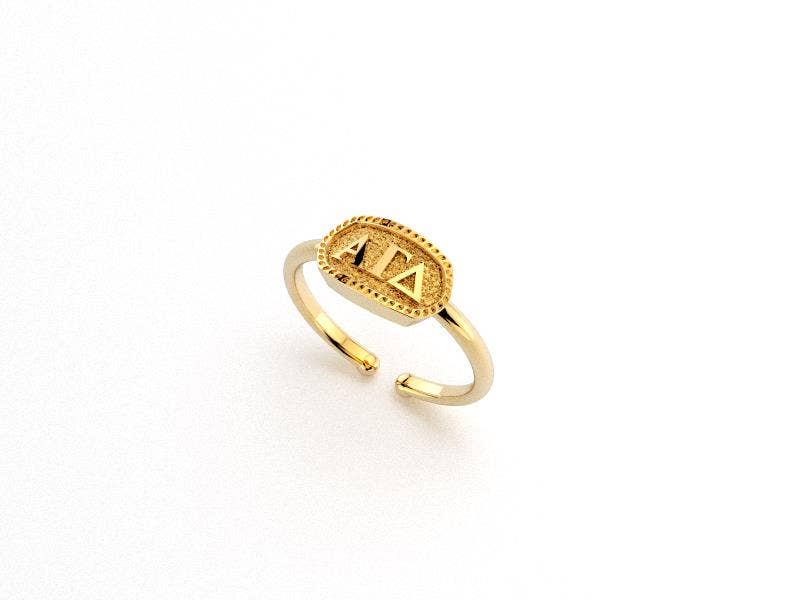 Alpha Gamma Delta Athena Oval Ring- Adjustable