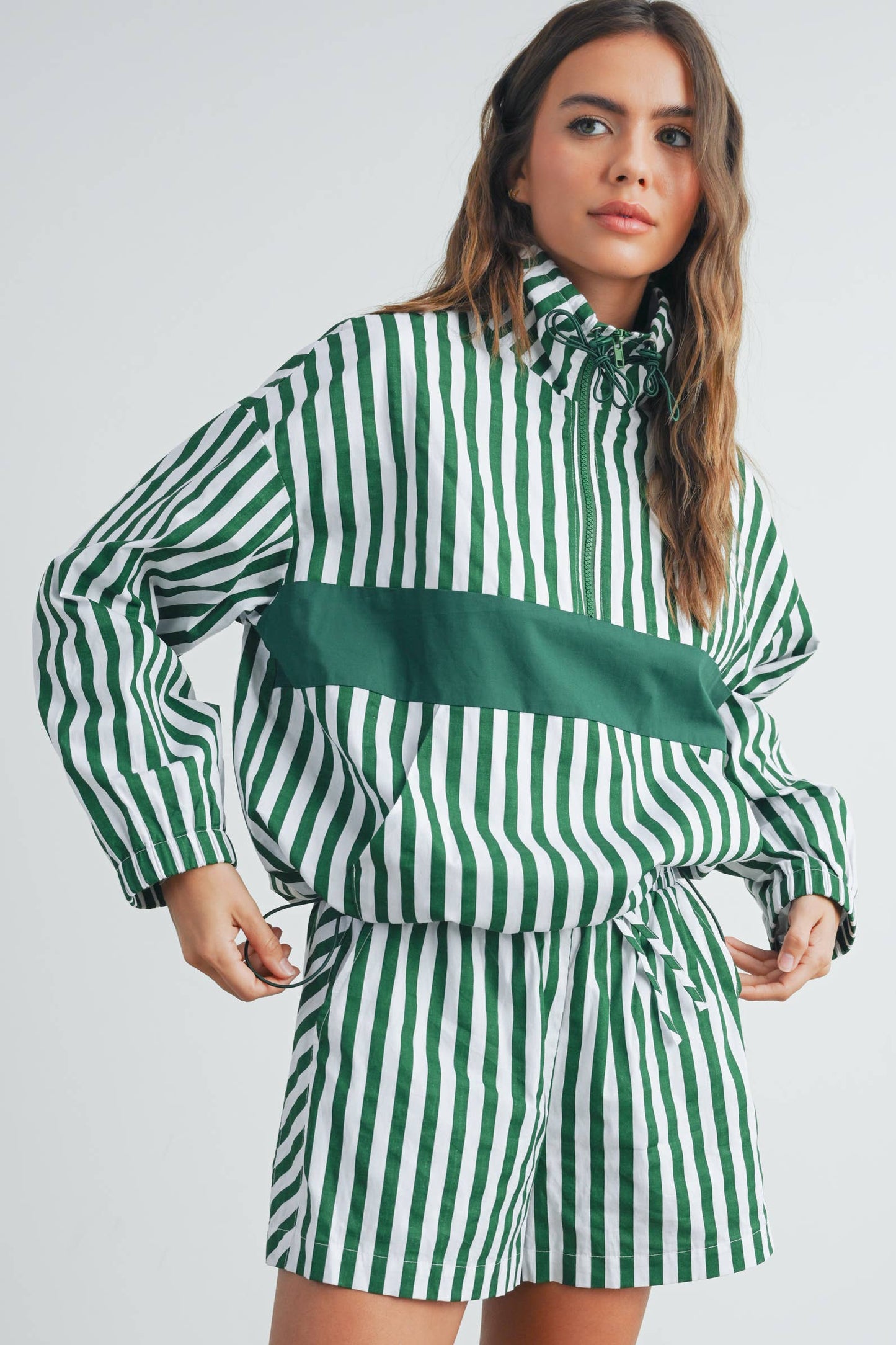 BMP7534 - STRIPED DRAWSTRING POCKET BOXER SHORTS