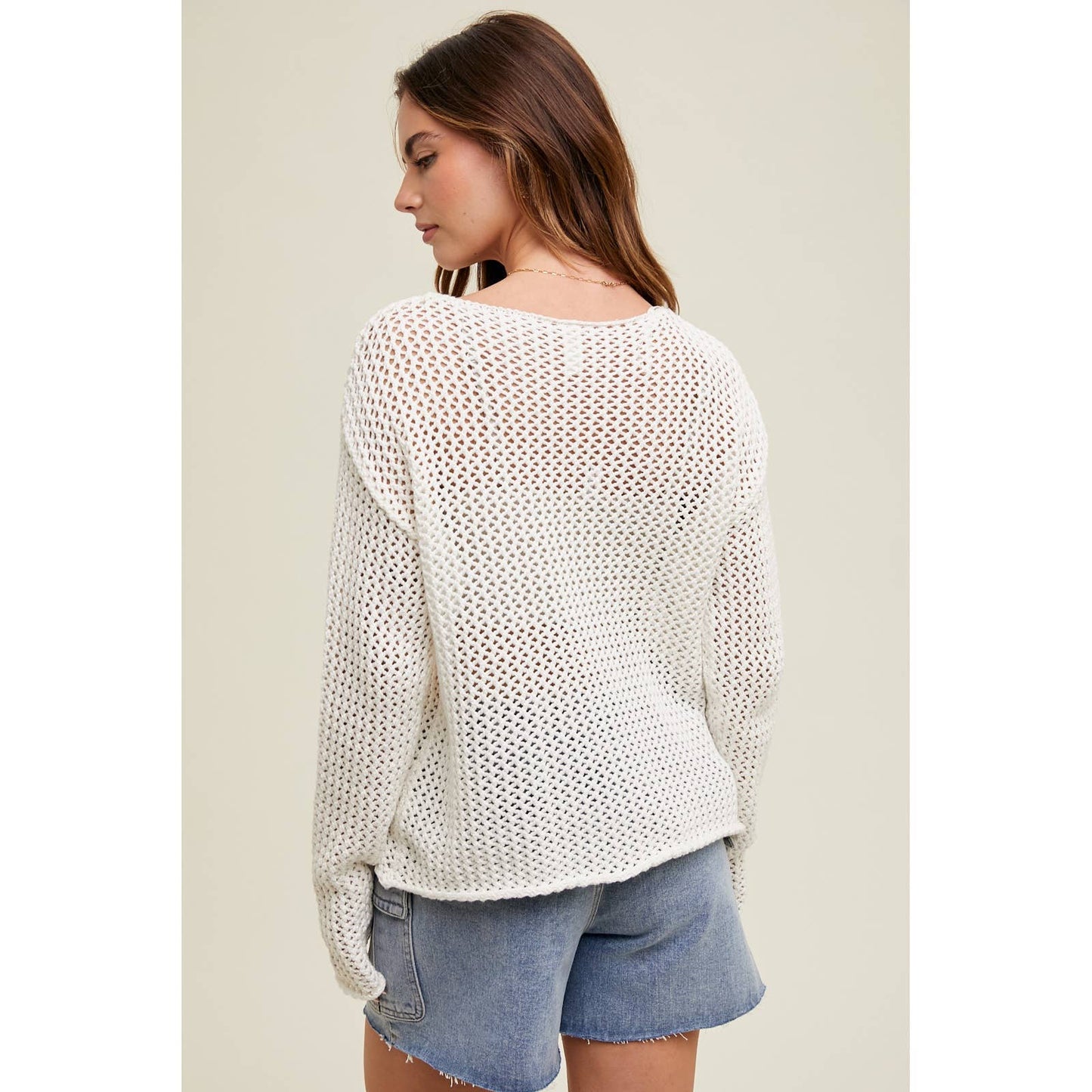 HAND STITCHED AMERICAN FLAG OPEN-KNIT SWEATER / WL24-9231