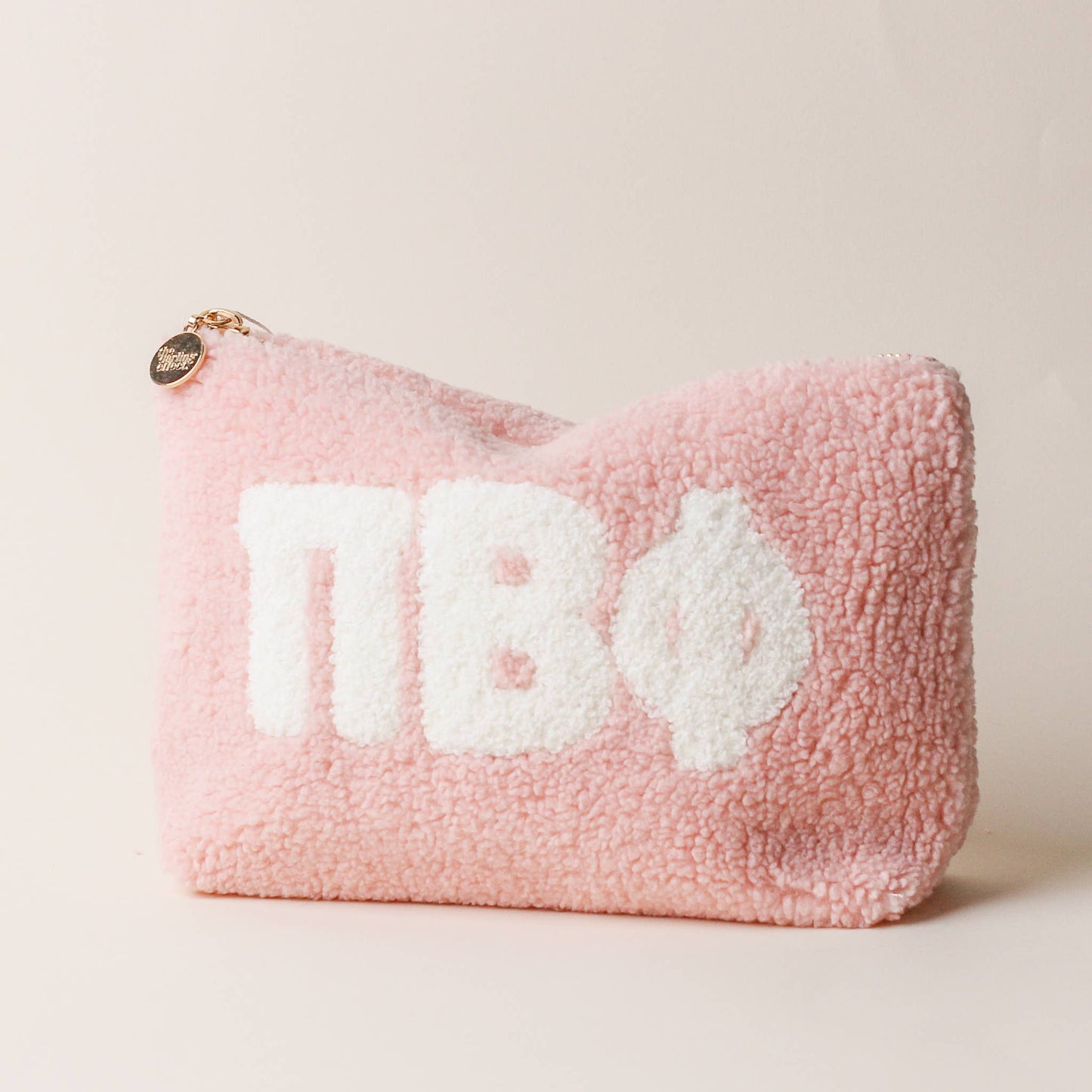 Sorority Greek Letter Teddy Pouch - Blush