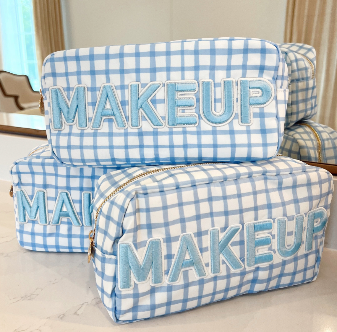 Makeup - Blue Trellis Nylon Large Bag