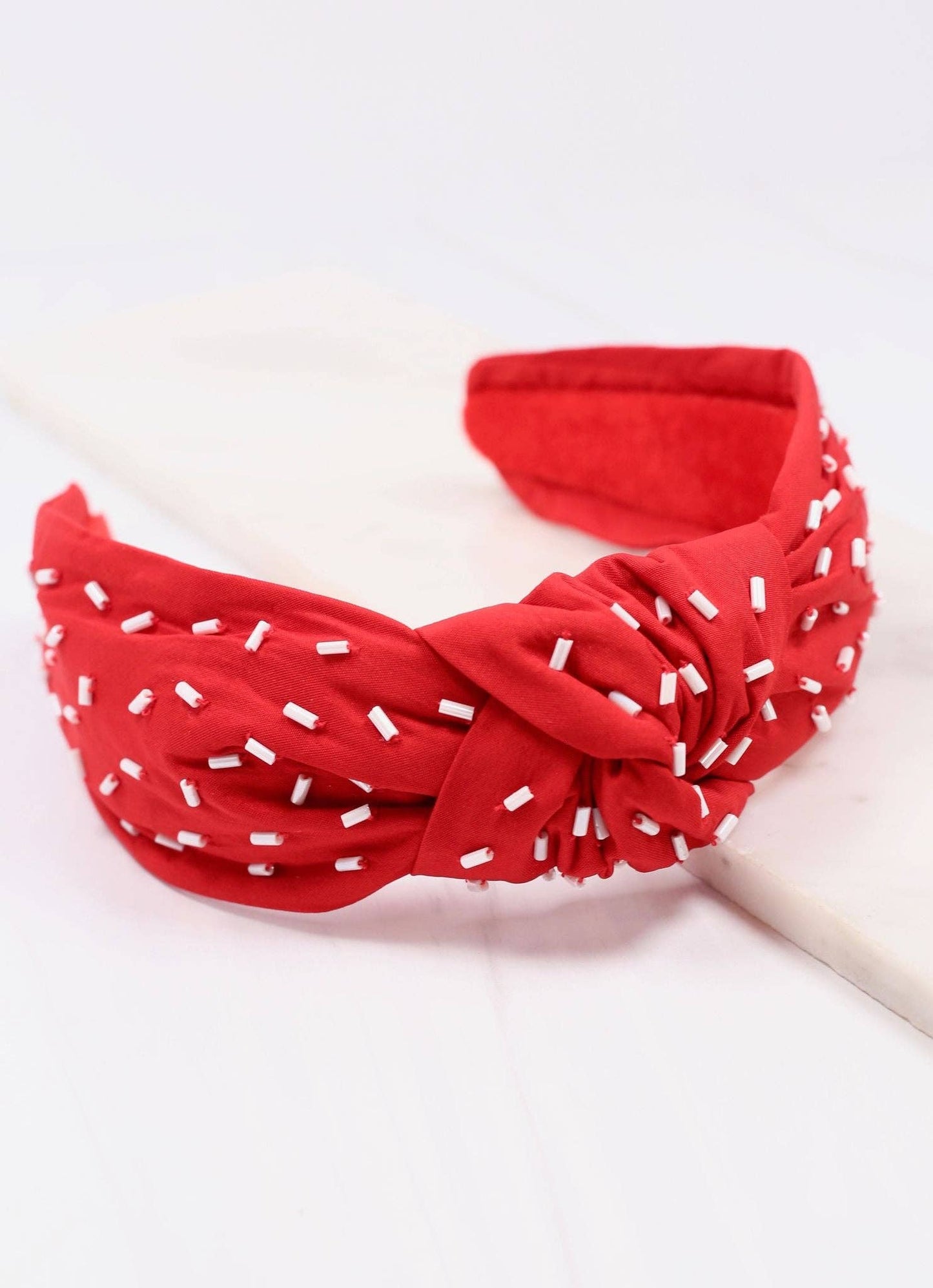 Randall Confetti Bead Headband RED WHITE