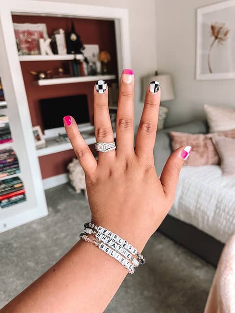 Check Me Out | Bright Pink & Black Check Nail Polish Wrap