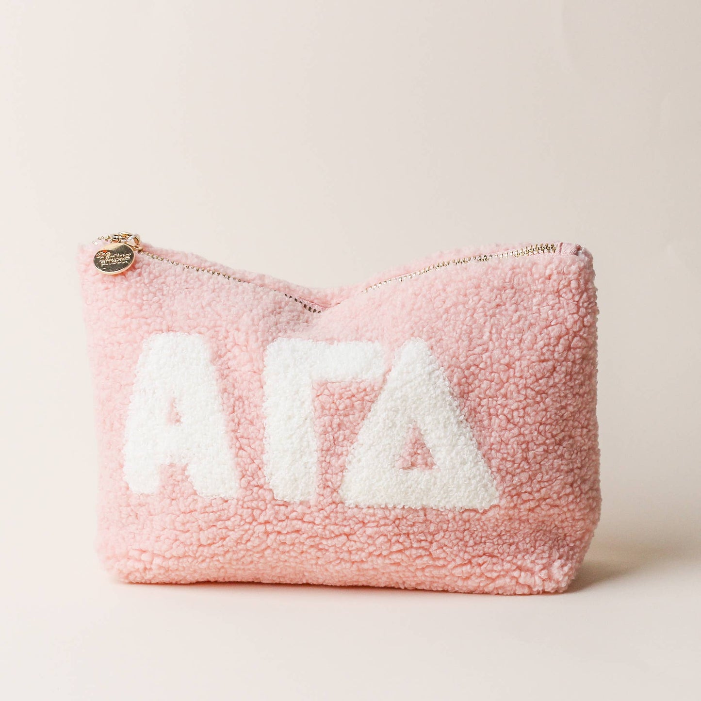 Sorority Greek Letter Teddy Pouch - Blush