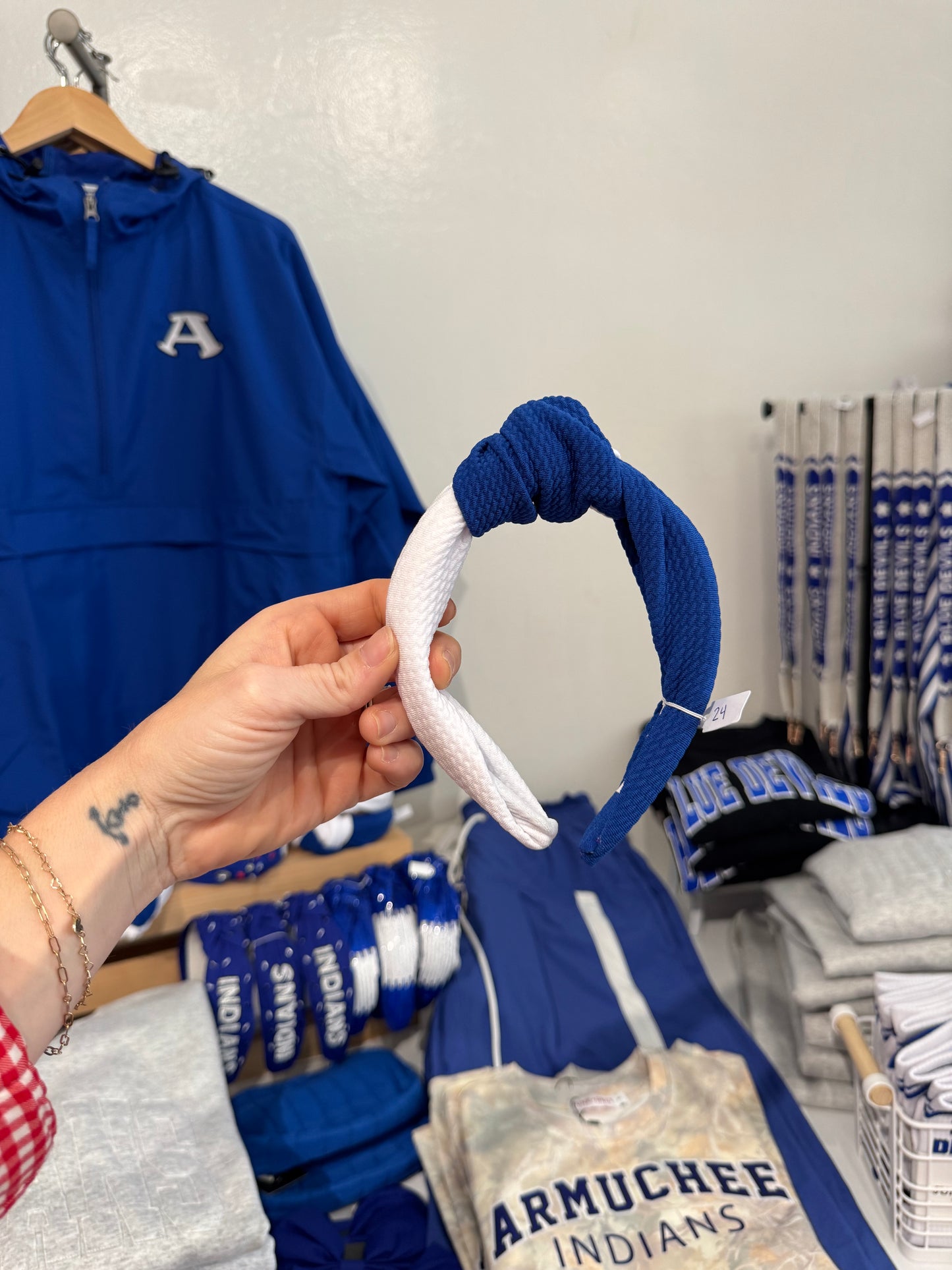 Blue and White Knot Headband