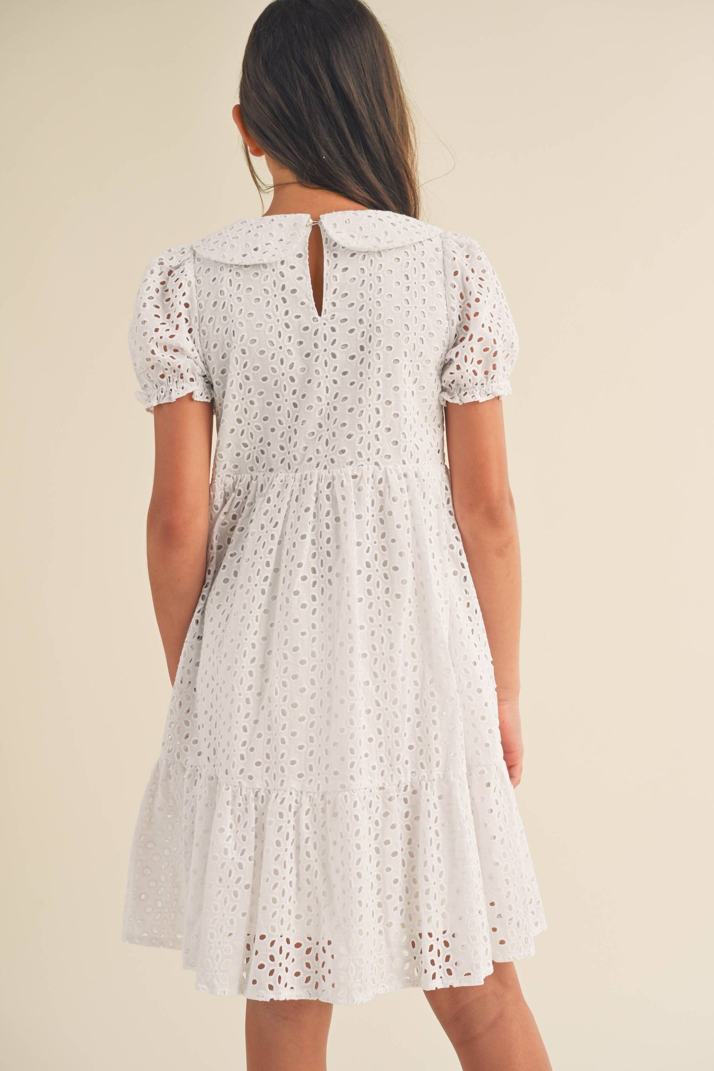 Kids Easter lace dress with puff sleeves