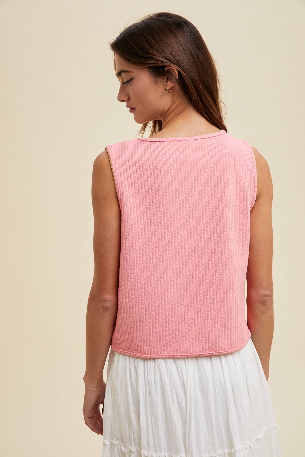 TEXTURED PIPING DETAIL VEST