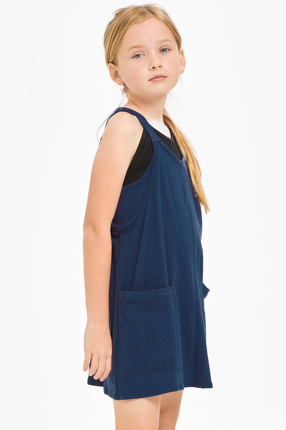 Relaxed Tank Dress with Built-In Romper Lining NAVY