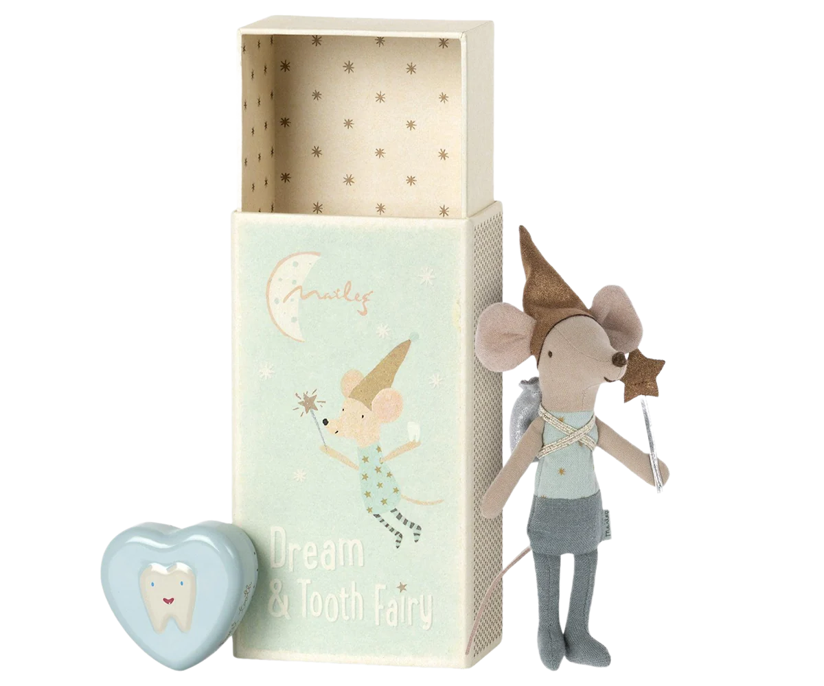 Tooth fairy mouse in matchbox - Blue