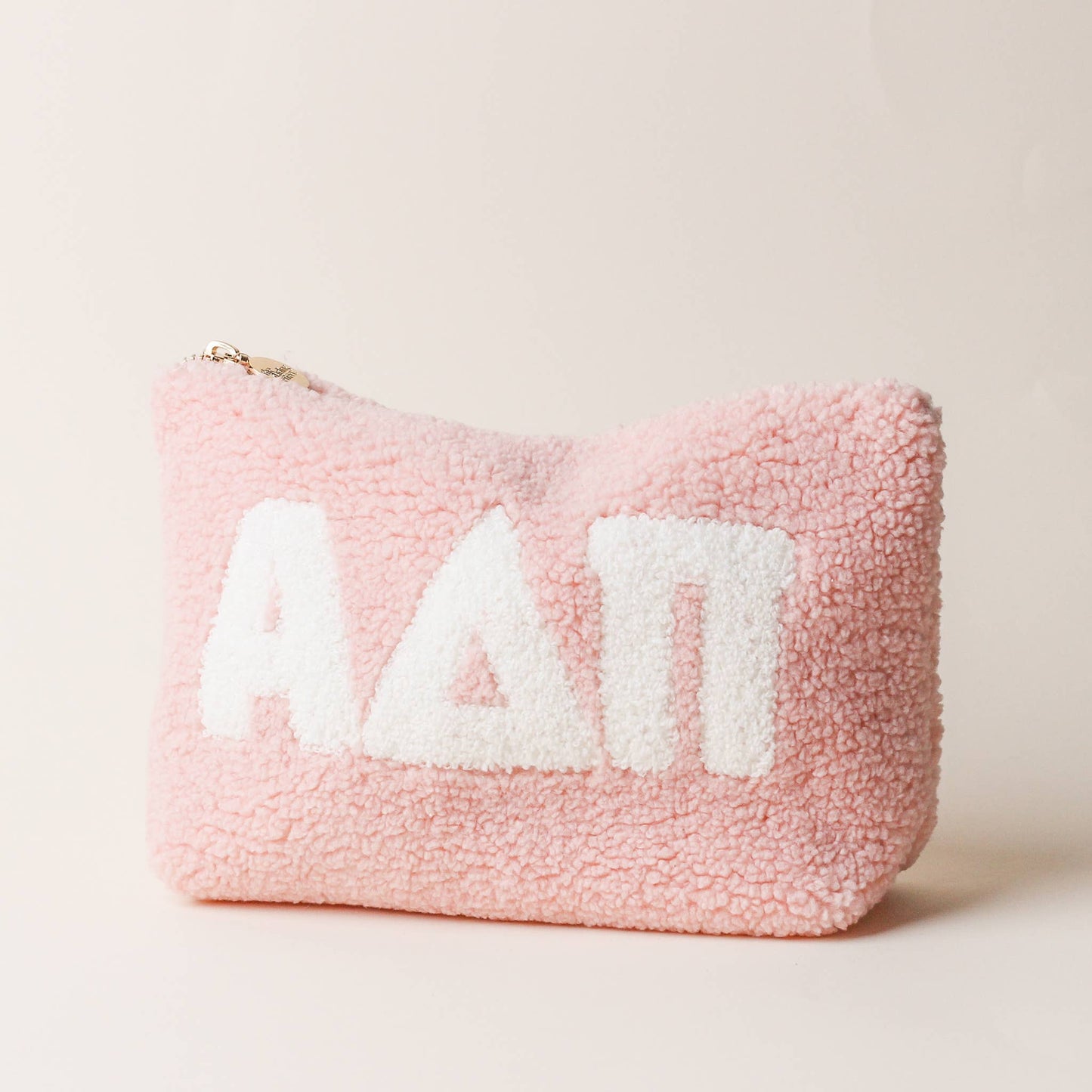 Sorority Greek Letter Teddy Pouch - Blush
