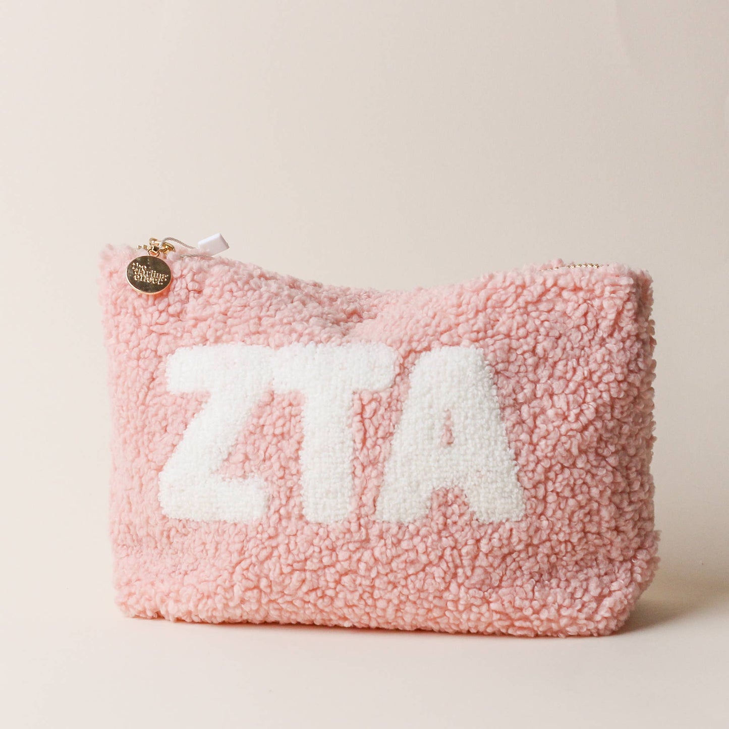 Sorority Greek Letter Teddy Pouch - Blush