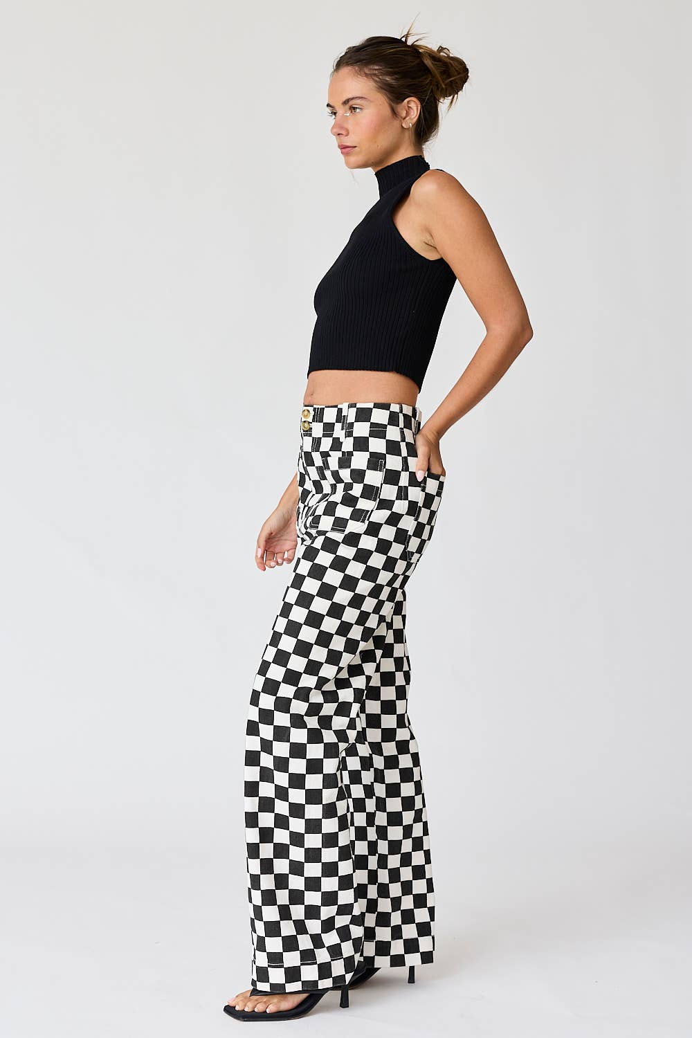 Demi Checkered Bottoms w Elastic Band: Black