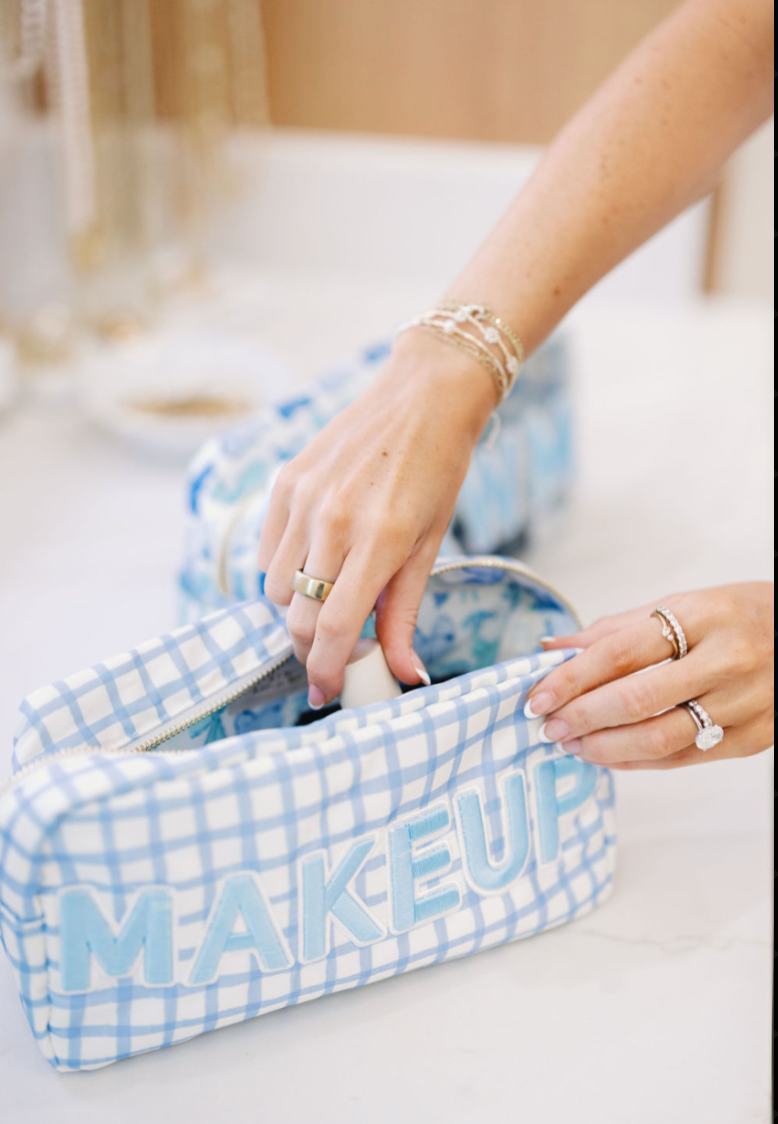 Makeup - Blue Trellis Nylon Large Bag
