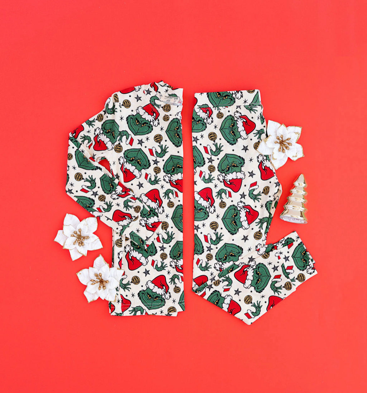 GRINCH CREAM pajamas two piece