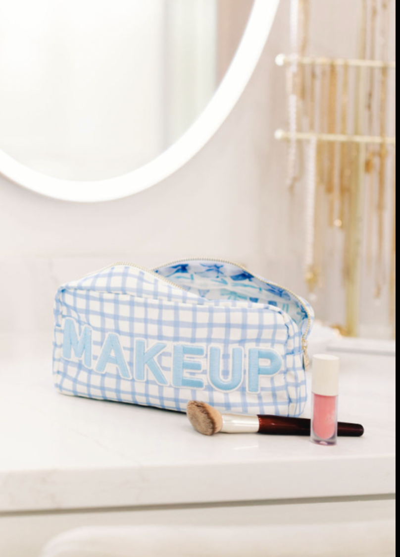 Makeup - Blue Trellis Nylon Large Bag