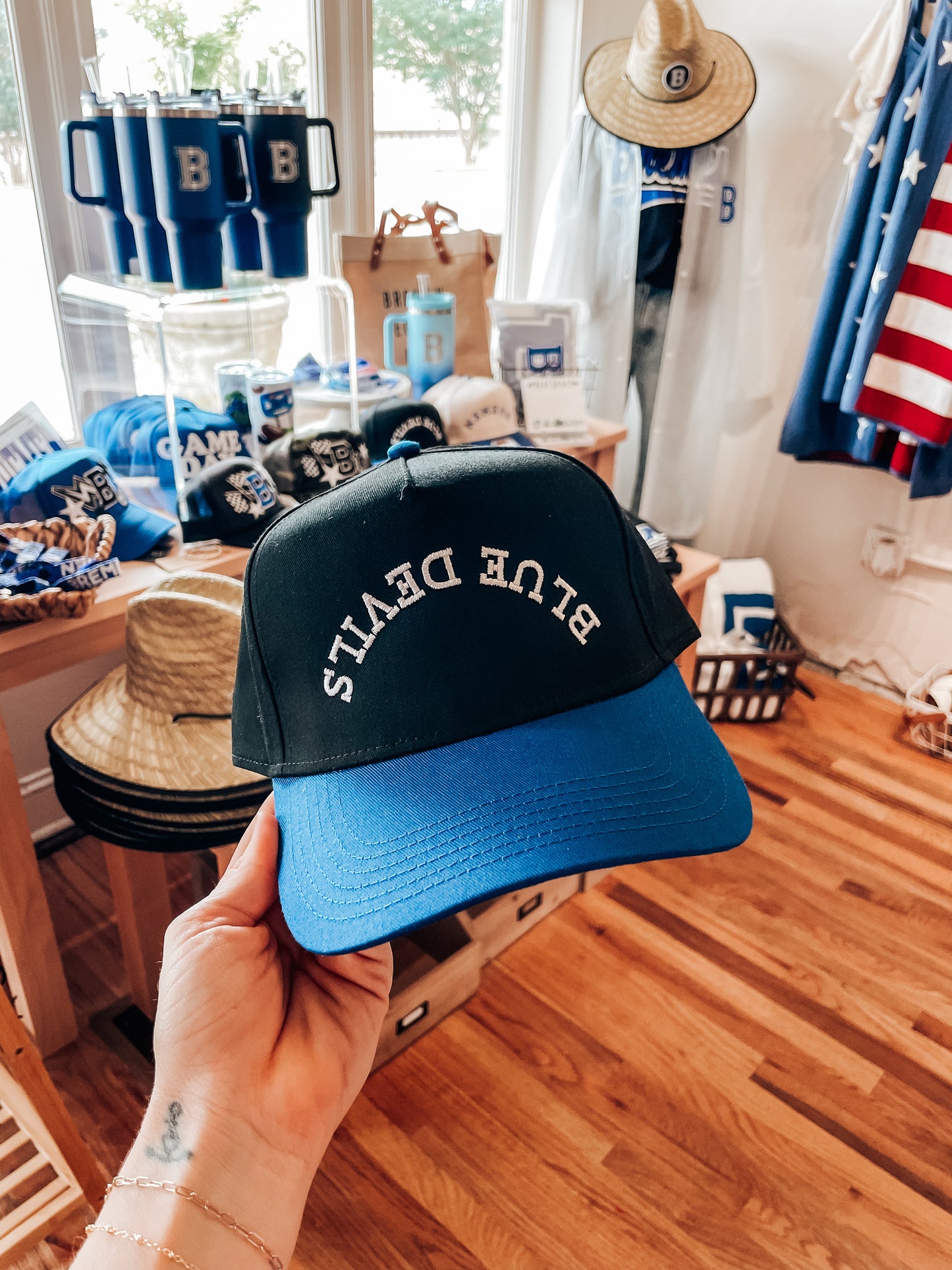 BLUE DEVILS upside down hat