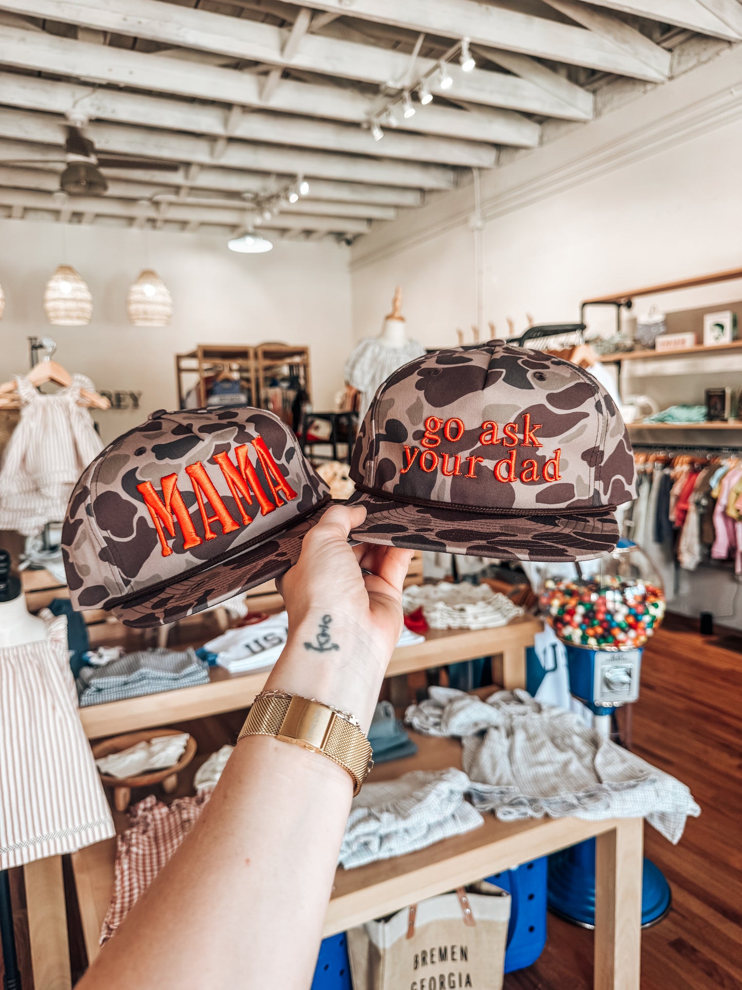 MAMA dark camo rope hat