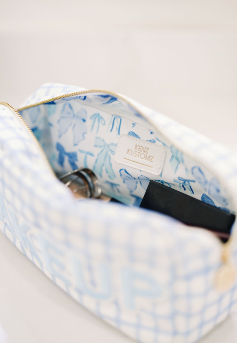 Makeup - Blue Trellis Nylon Large Bag
