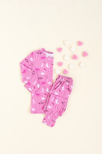 VALENTINE DINO (purple) pajamas two piece