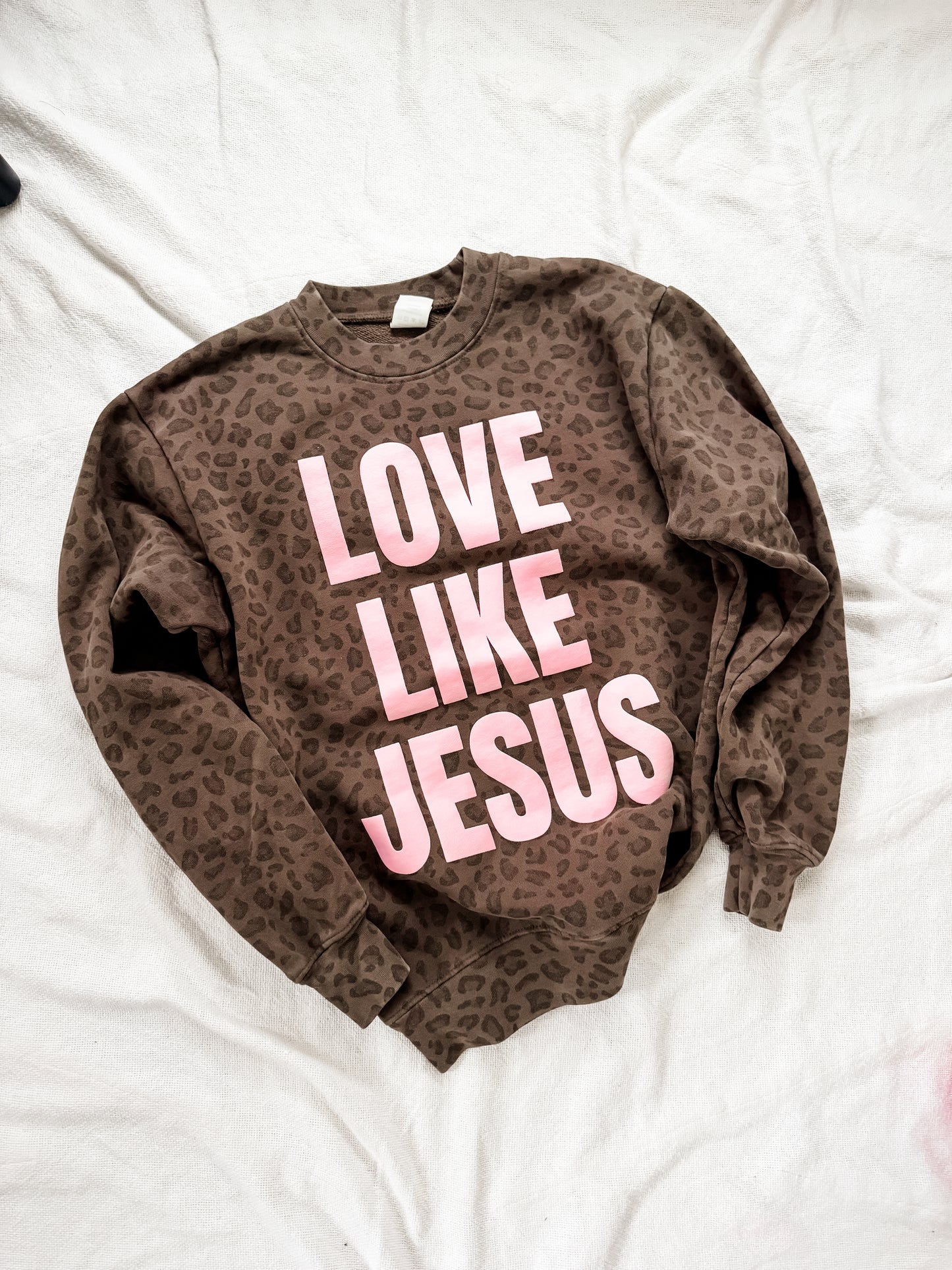 LOVE LIKE JESUS leopard sweatshirt (preorder)