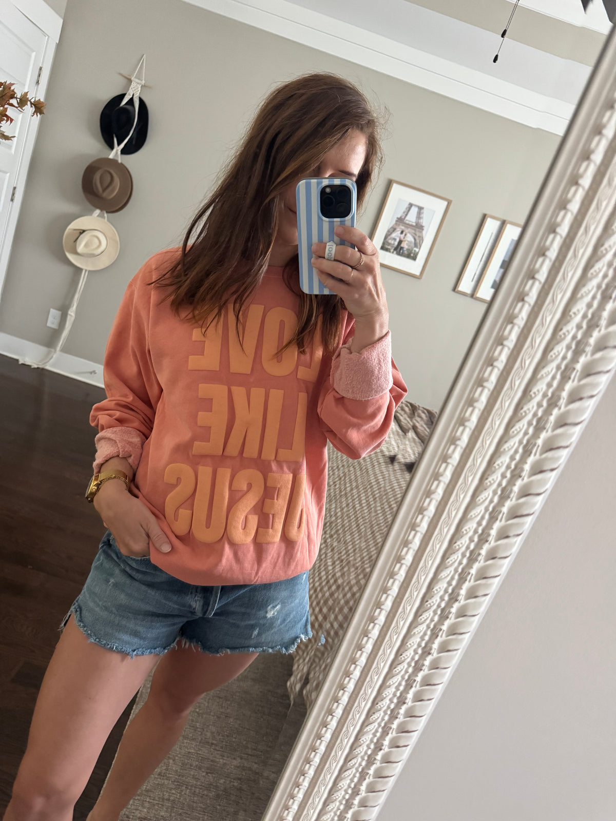 Orange Love Like Jesus sweatshirt