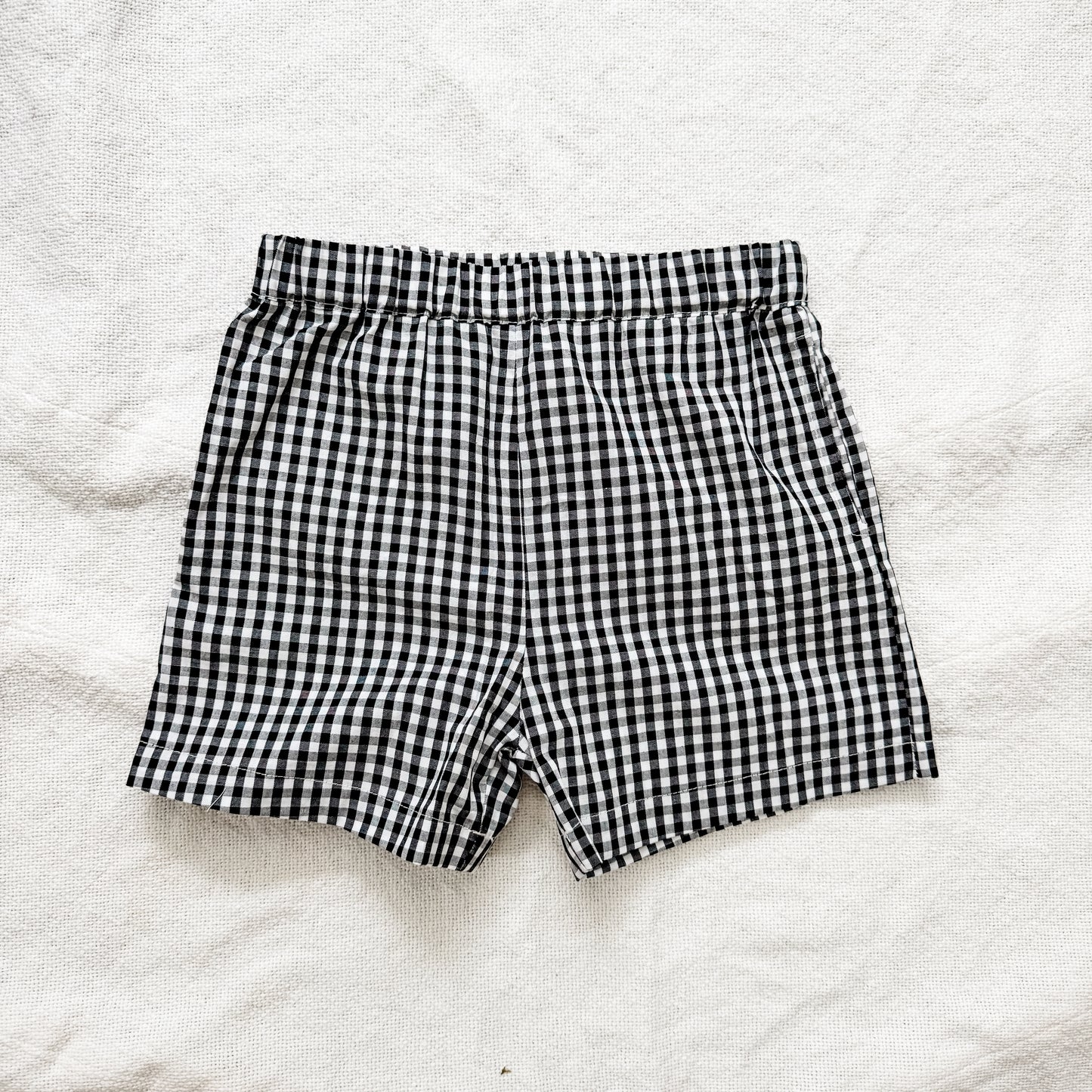 black gingham shorts kids (preorder)