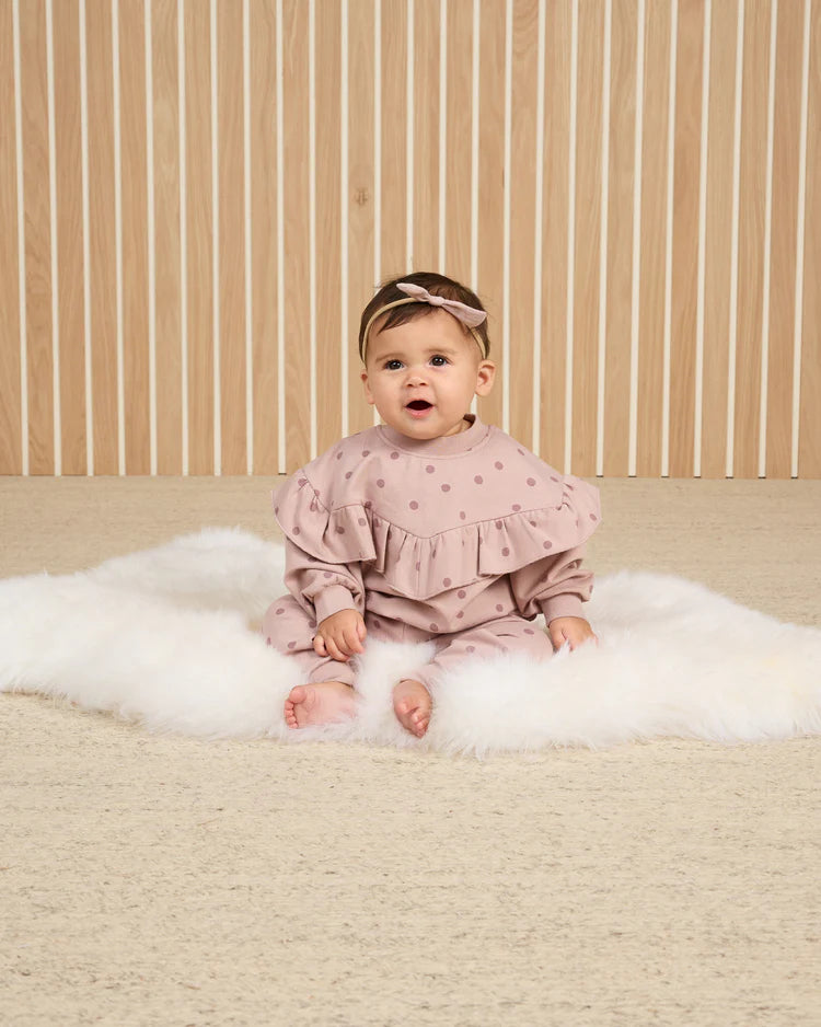 RUFFLE FLEECE SWEATSHIRT || POLKA DOTS