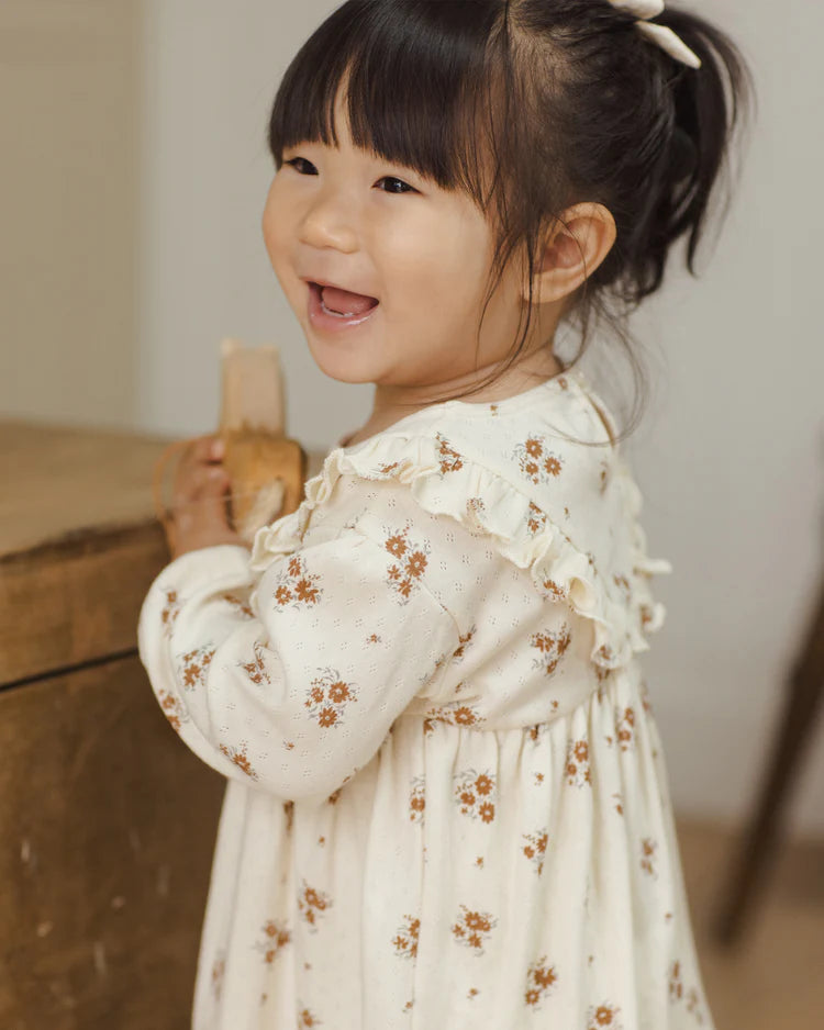 LONG SLEEVE RUFFLE V DRESS || AUTUMN FLORA