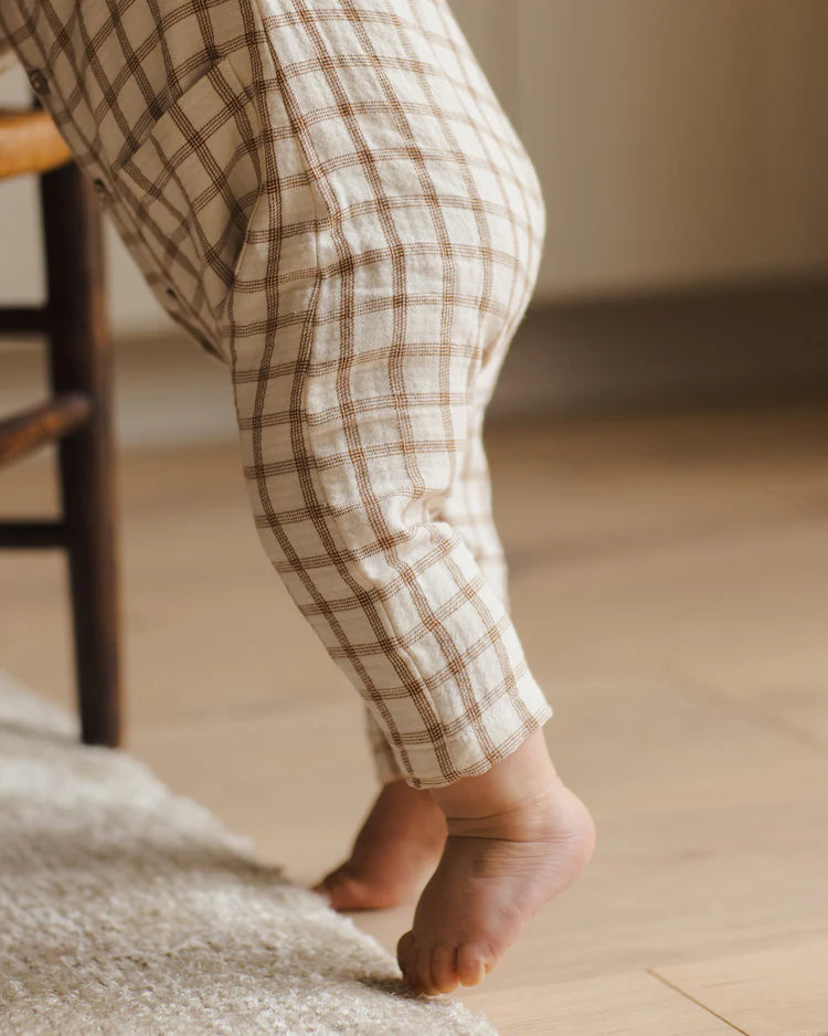 POCKETED WOVEN JUMPSUIT || CINNAMON PLAID