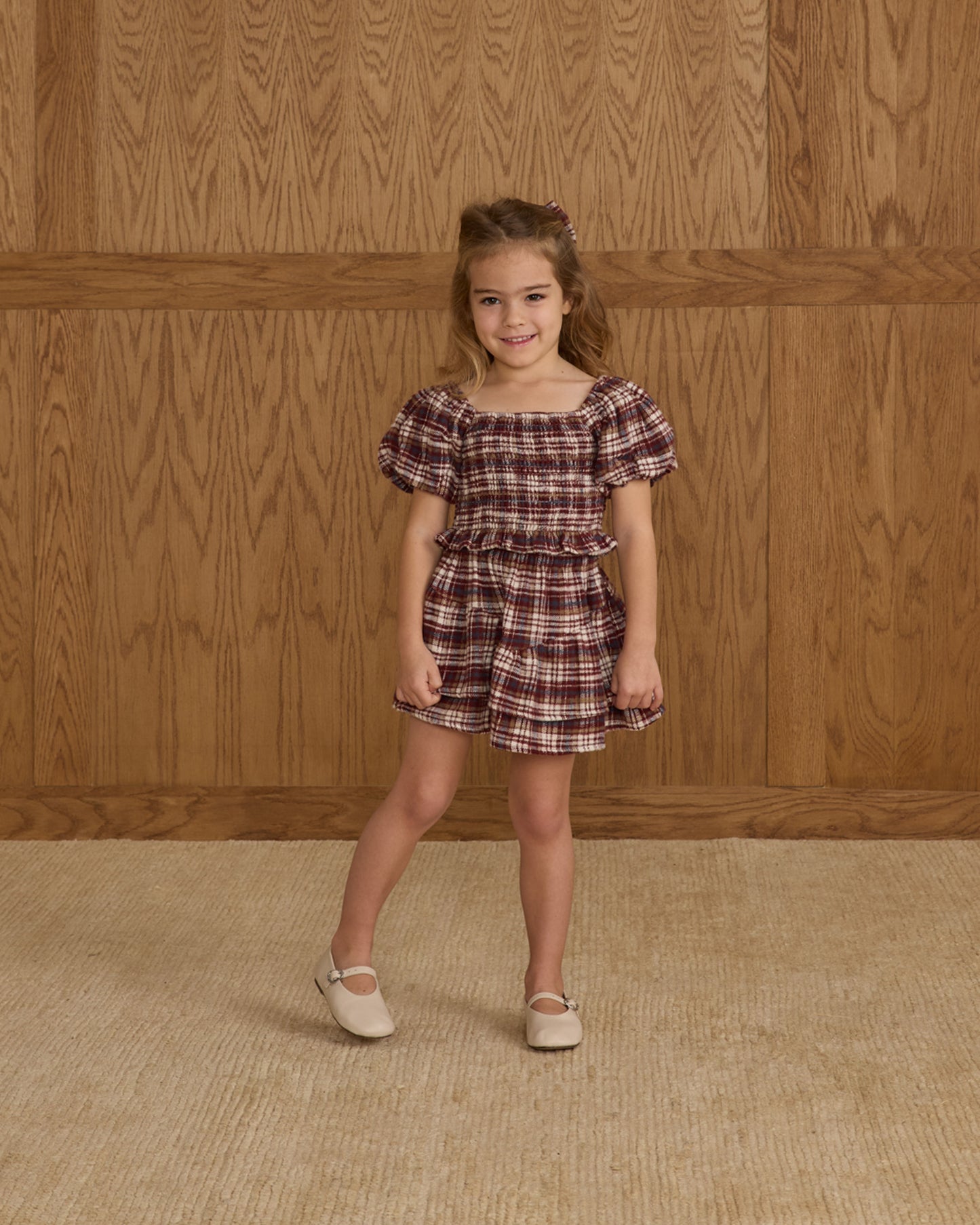 INDIA DRESS || BURGUNDY PLAID
