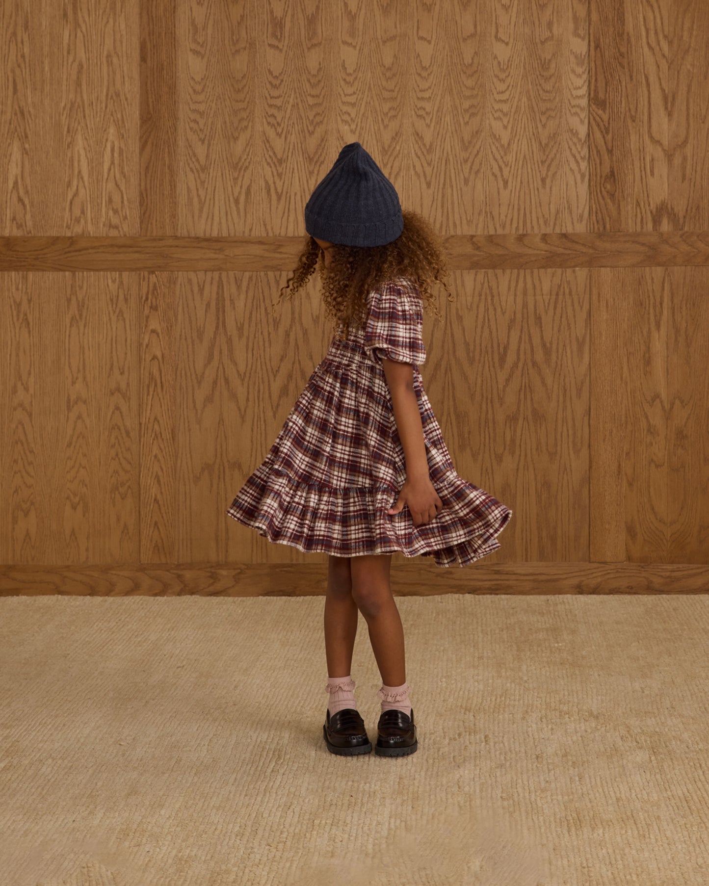 INDIA DRESS || BURGUNDY PLAID