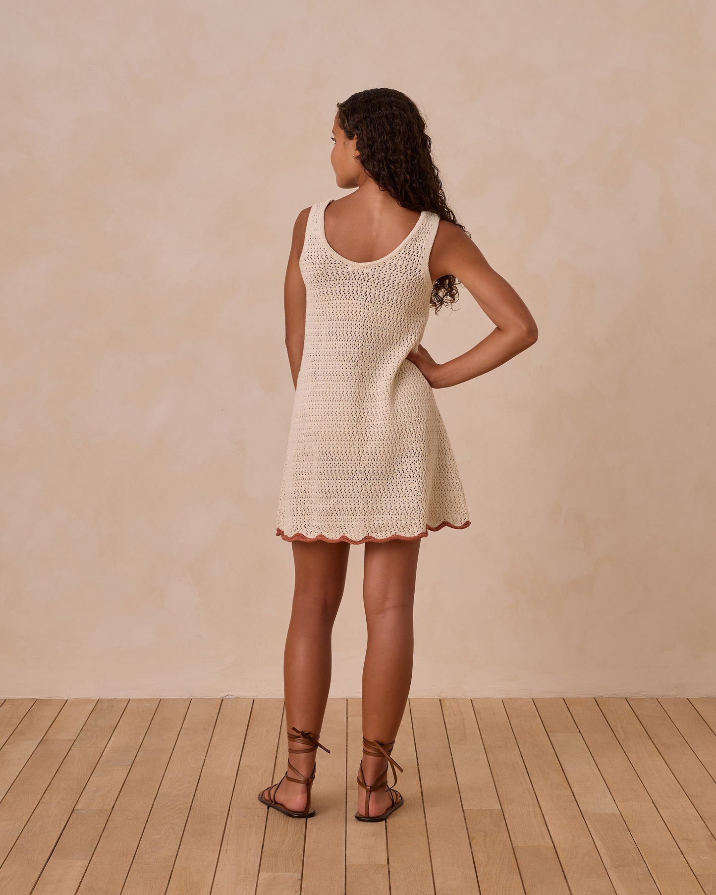 CROCHET TANK MINI DRESS || NATURAL