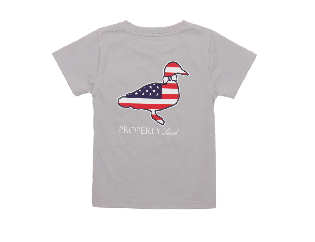 Boys Americana Logo SS Ice Grey Tee