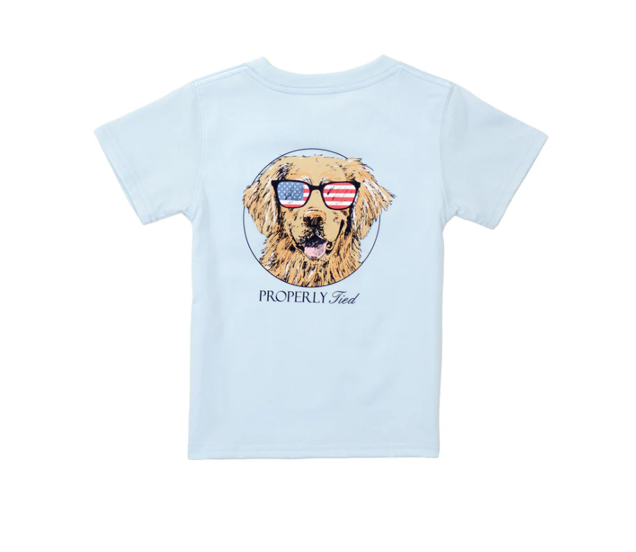 Boys Patriot Dog SS Periwinkle