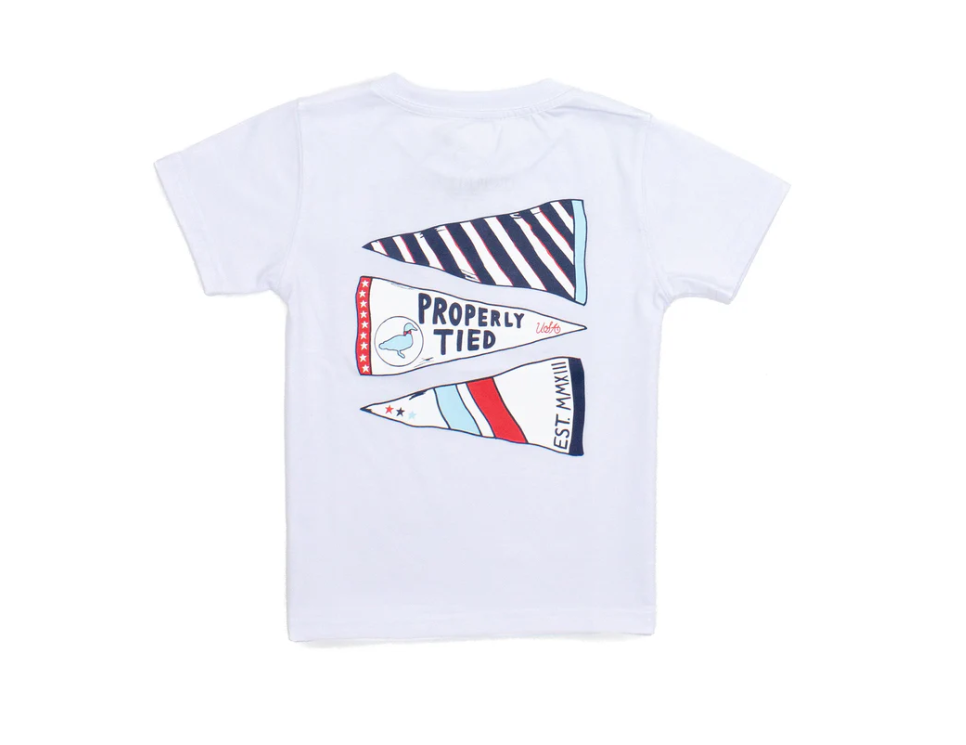 Boys Americana Pennant SS White Tee