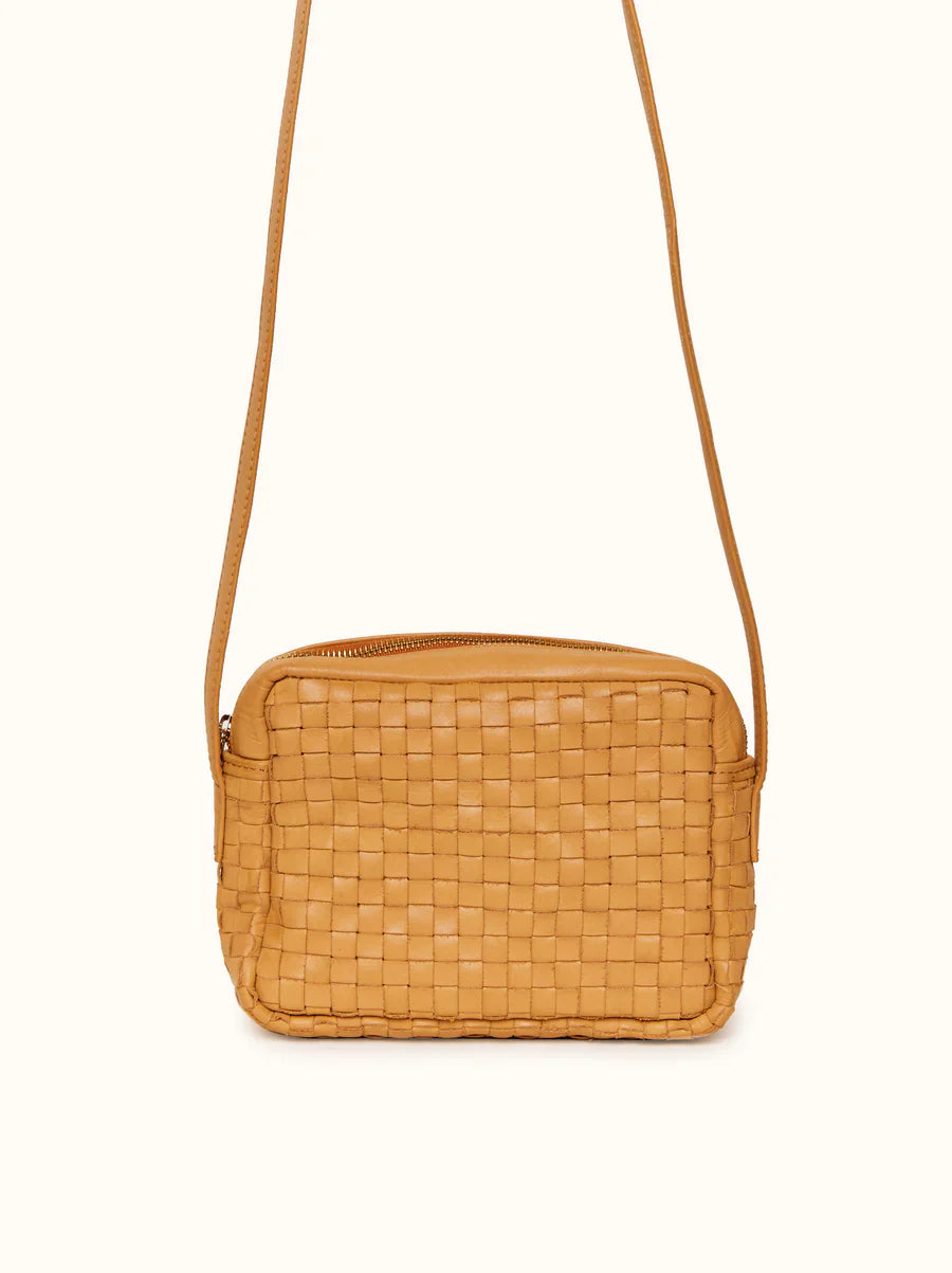ABLE Valerie Woven Crossbody Cognac