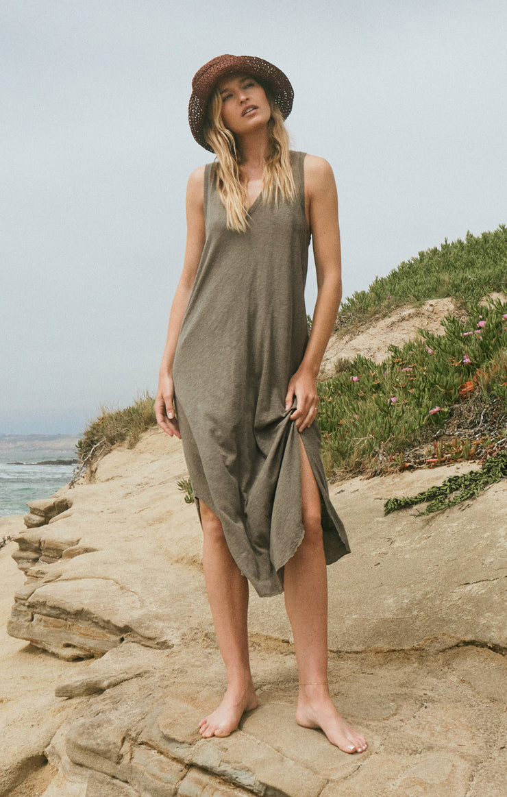 REVERIE SLUB MIDI DRESS