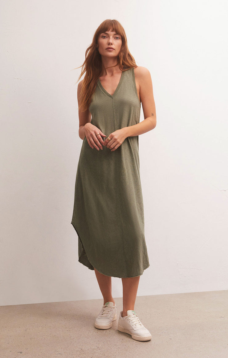 REVERIE SLUB MIDI DRESS