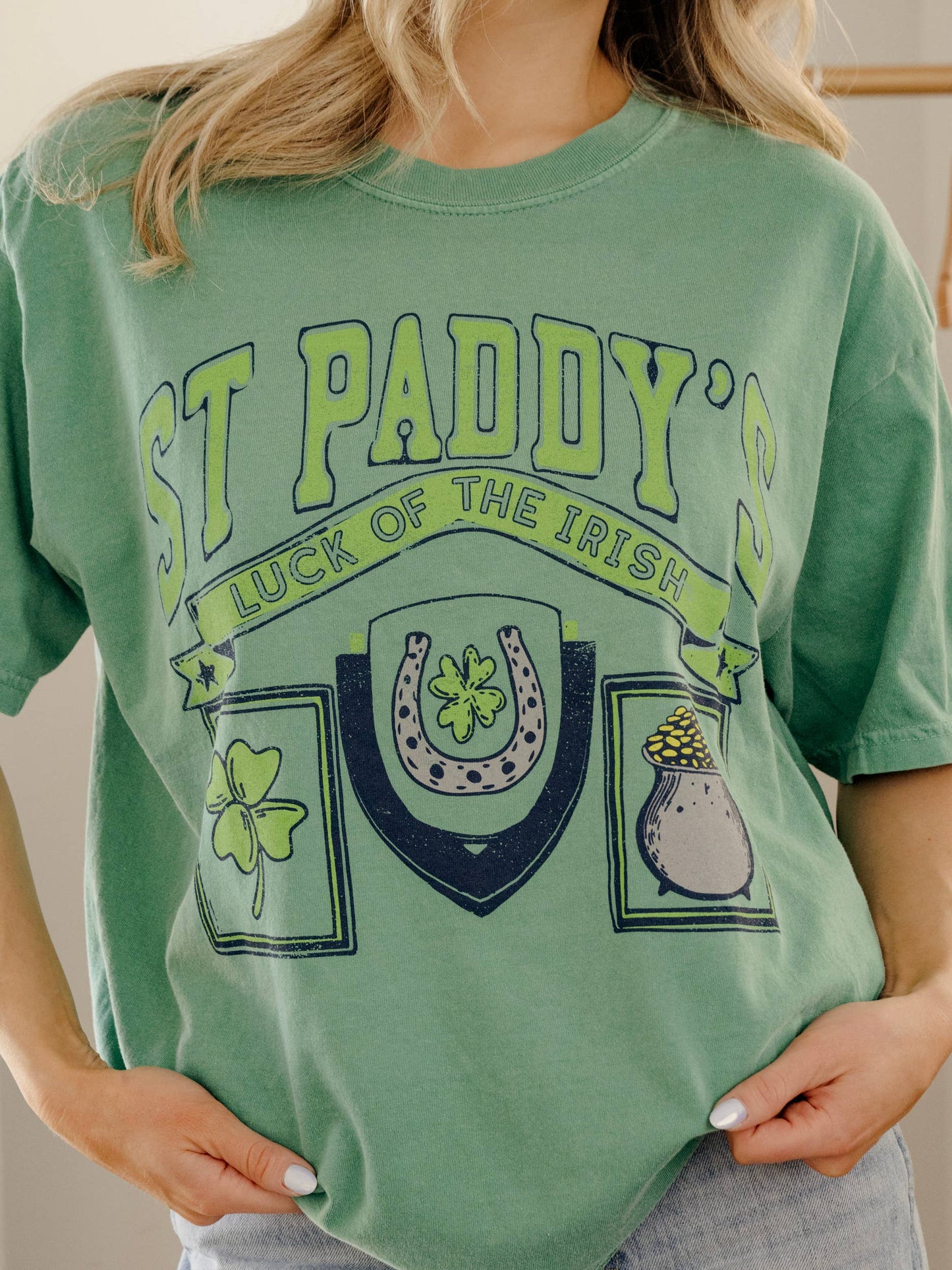 St. Paddy's Day Patch Green Comfort Colors Tee