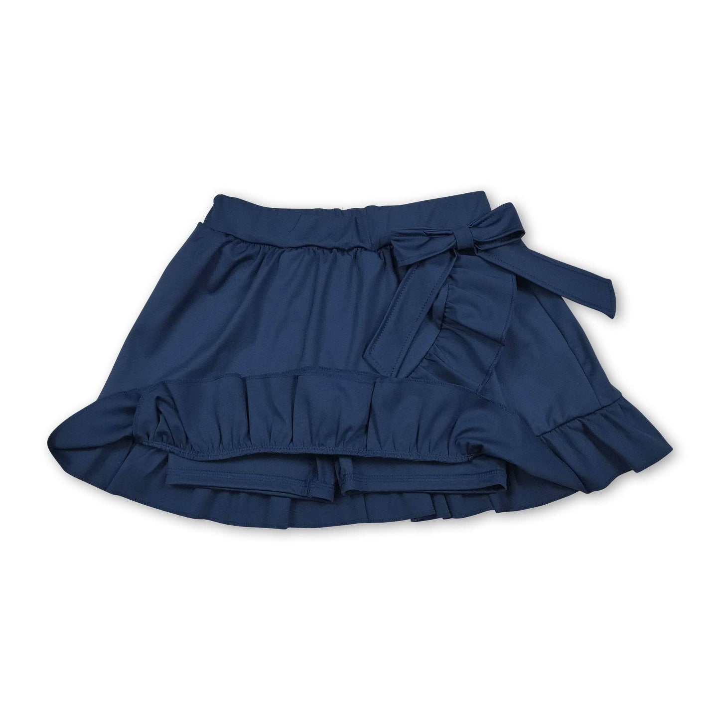 Navy Bow Ruffle Girls Summer Yoga Skort