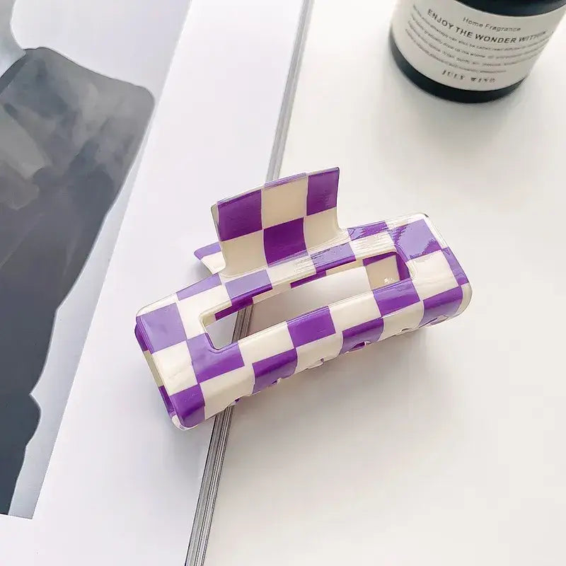 Checker Print Chessboard Hair Clip Assorted Colors