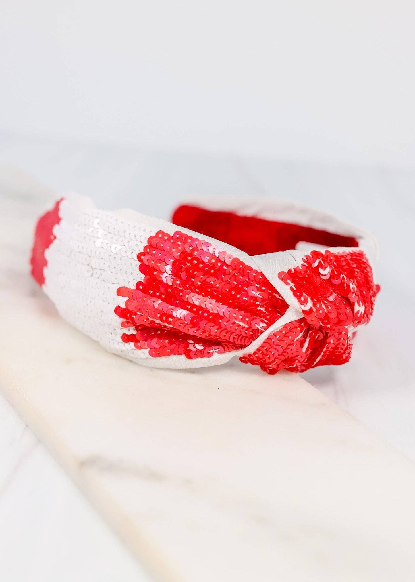 Sanders Sequin Headband WHITE RED