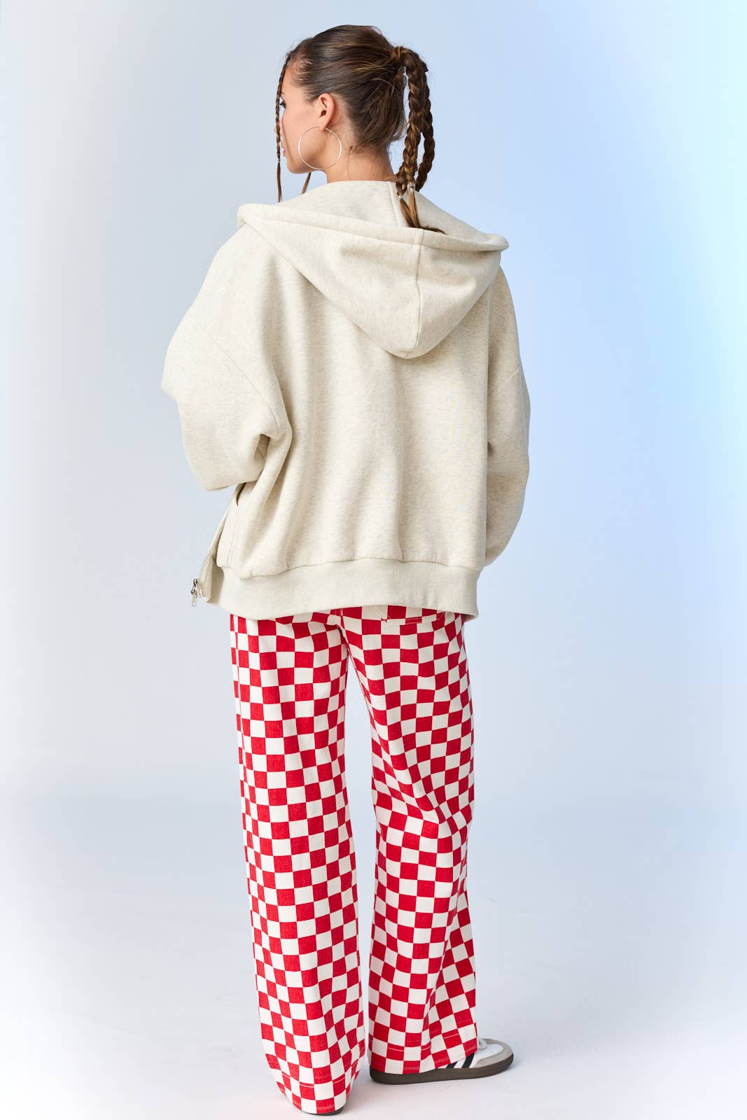 Demi Checkered Bottoms w Elastic Band: Red