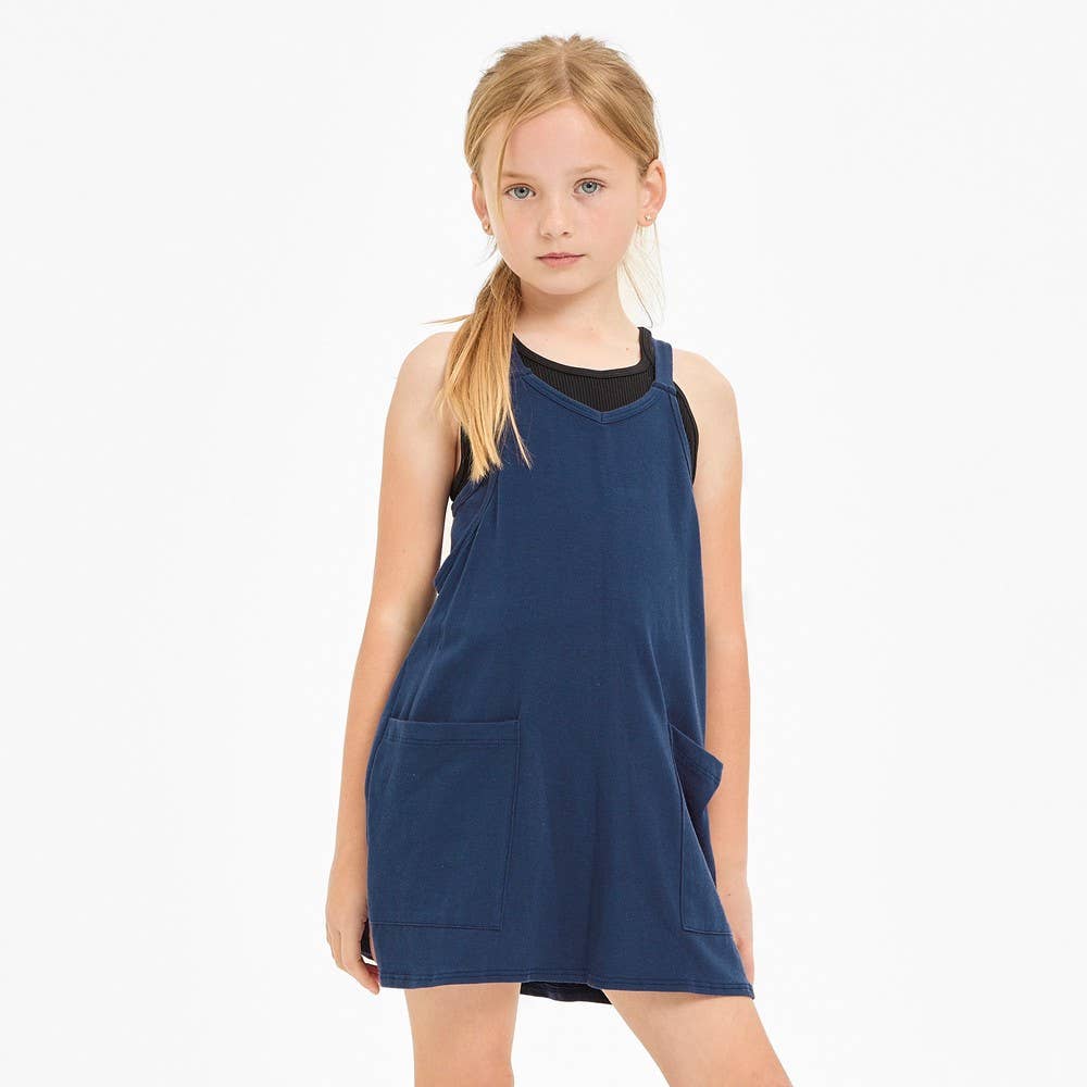 Relaxed Tank Dress with Built-In Romper Lining NAVY