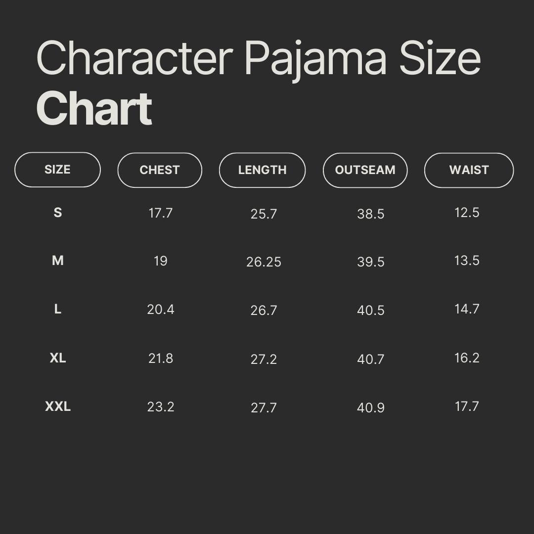 Women's pajama size online chart