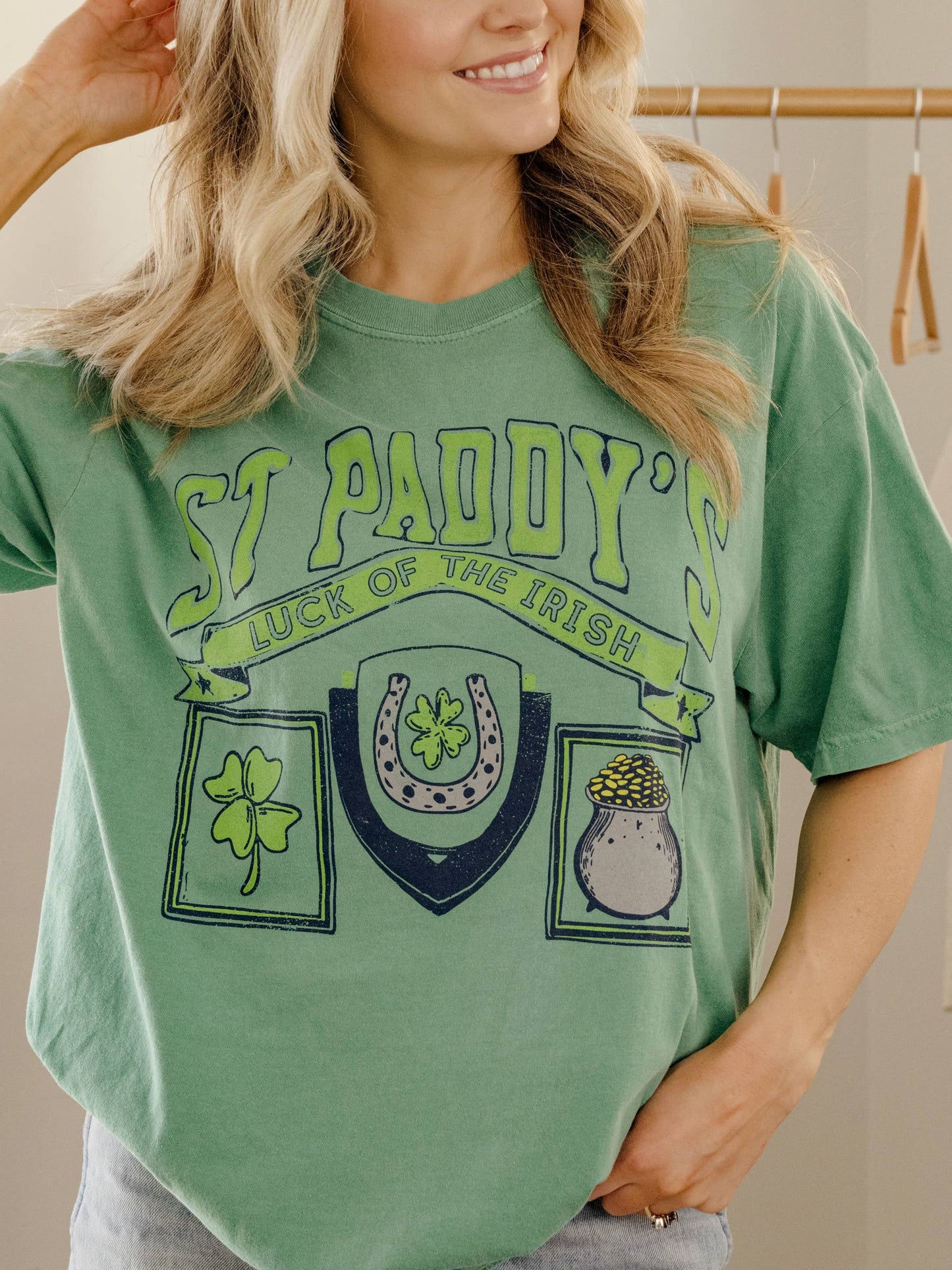 St. Paddy's Day Patch Green Comfort Colors Tee
