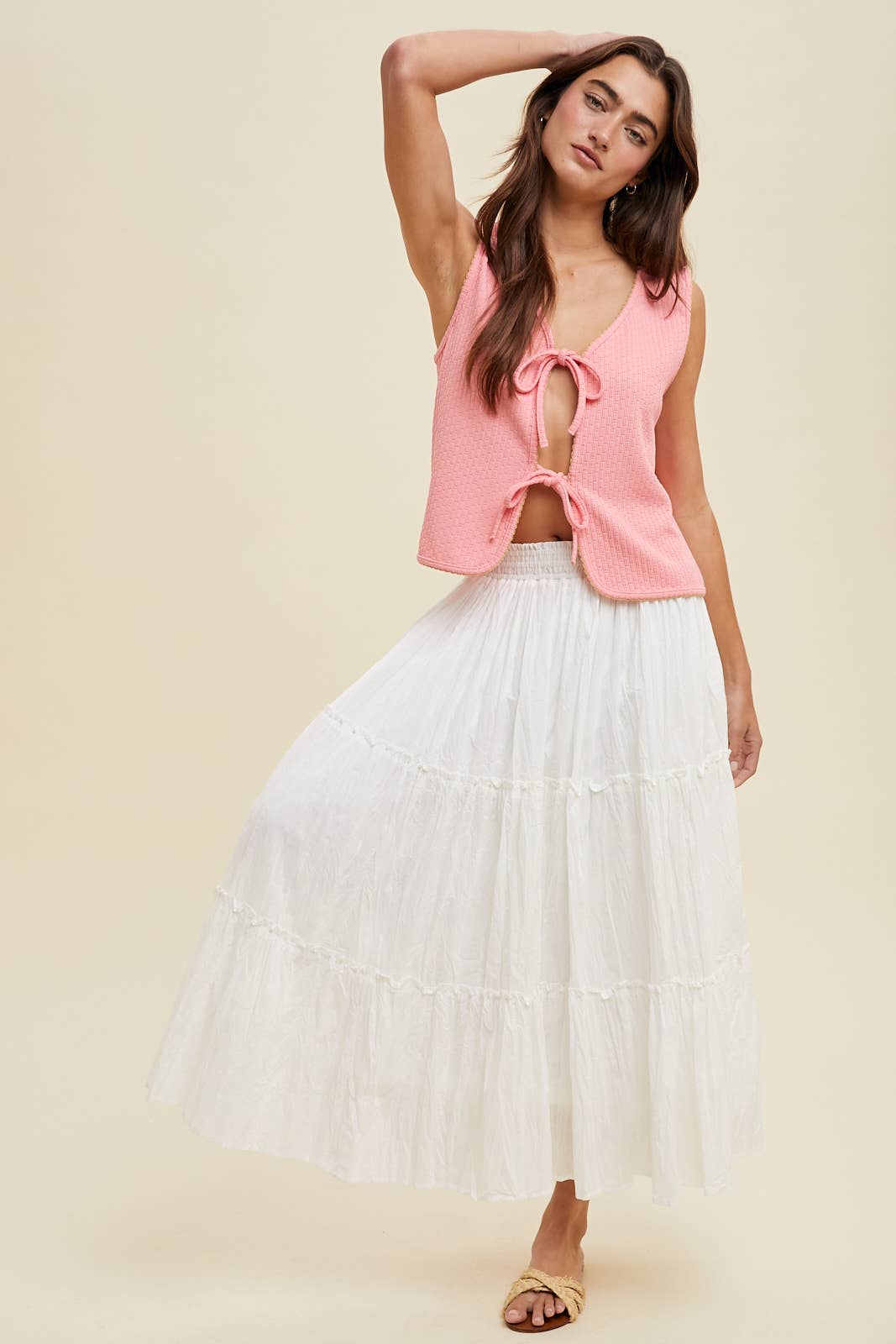 TEXTURED PIPING DETAIL VEST