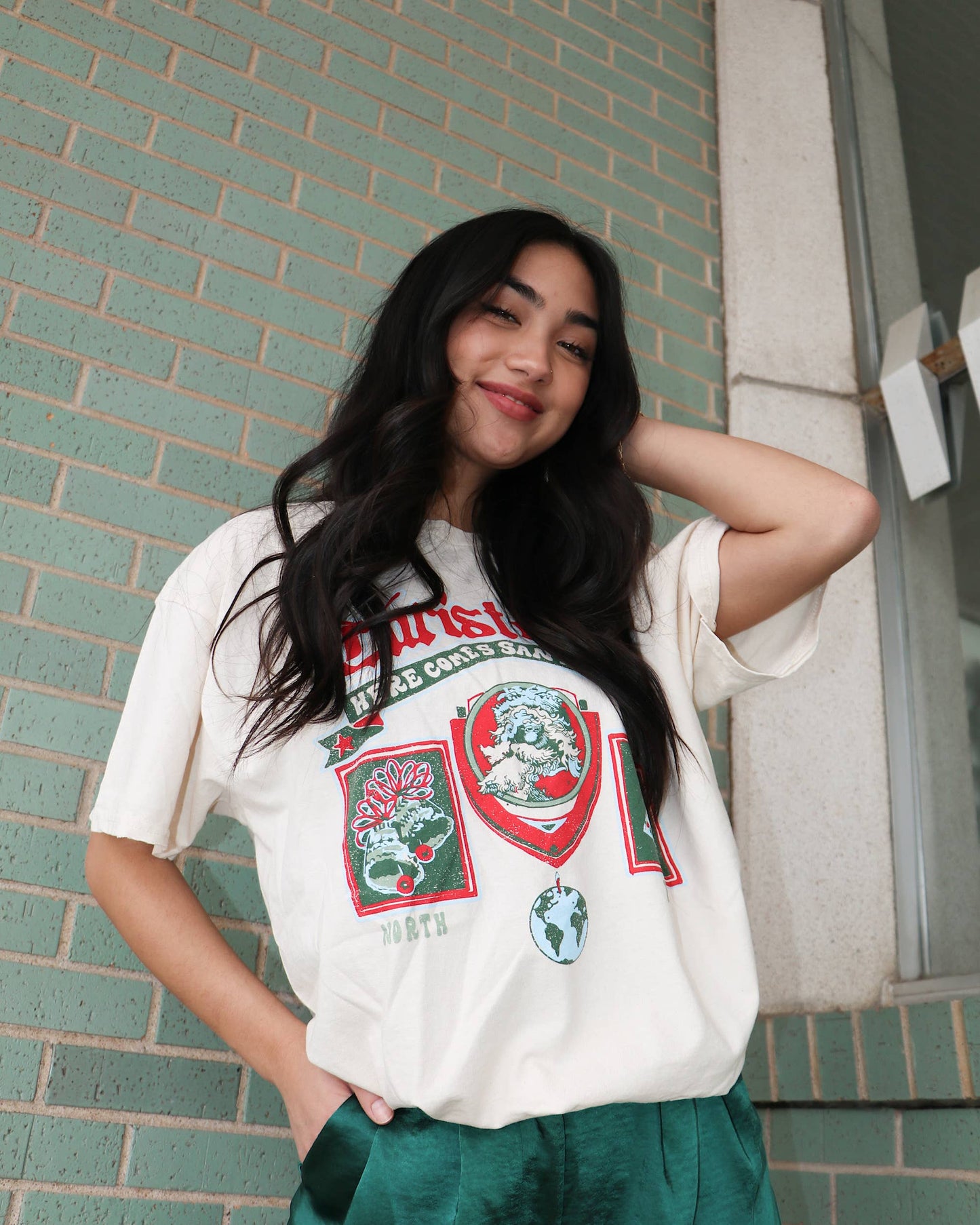 Christmas Patch Off White Thrifted Tee: